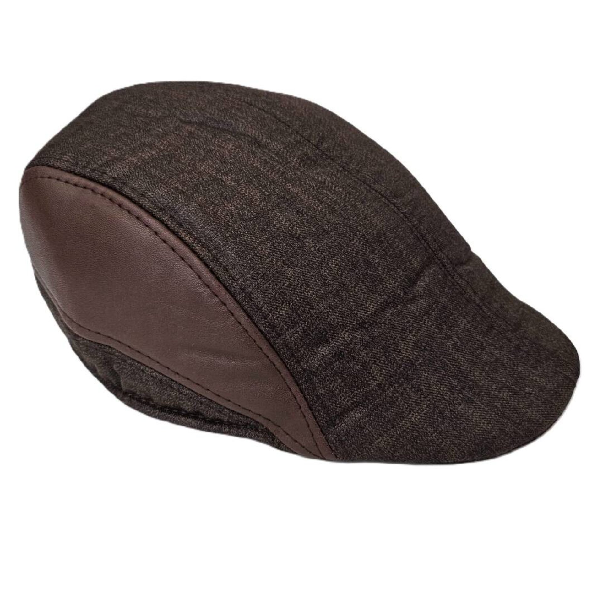 Boina Inglesa Hombre | Piel Sintética Marrón | Flat Cap Newsboy | Talla 58-59CM - 5