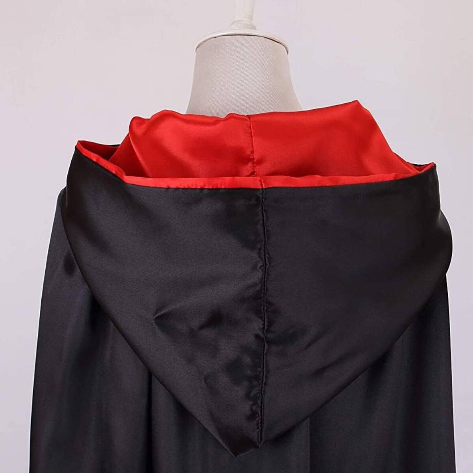 Capa Medieval con capucha Reversible doble cara en Negro y Rojo para disfraz - 5