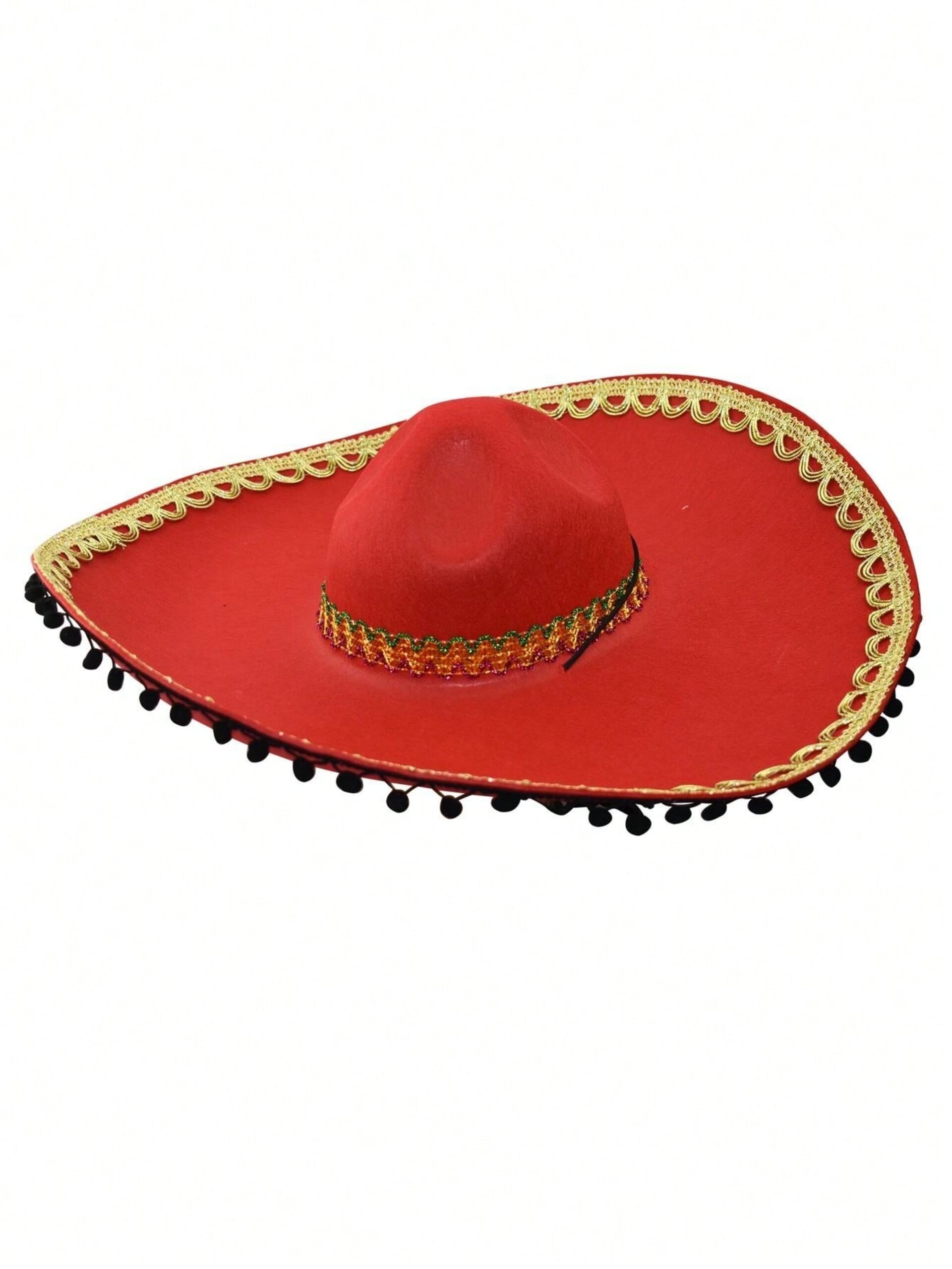 Sombrero Mexicano Rojo Mariachi , Disfraz Fiesta Mexicana para adulto - 1