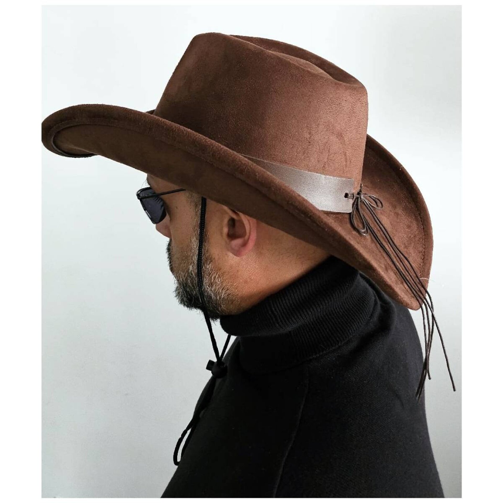 Sombrero Vaquero Cowboy Clásico con Gafas de Sol Western Original para Adulto - 7