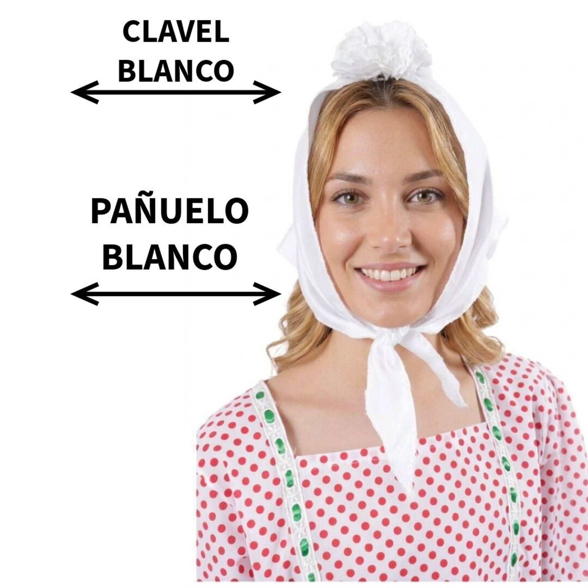 Lote 24 Accesorios Disfraz Chulapa Adulto : 12 Pañuelos Blancos + 12 Claveles - 8