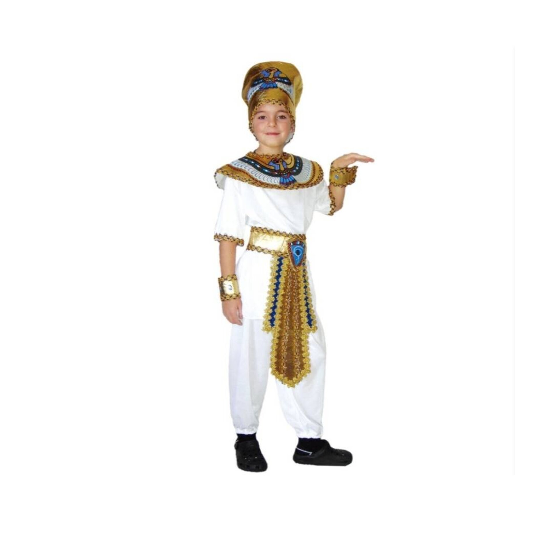 Disfraz de Faraón Príncipe Egipcio para Niños. Kit con Gorro, Collar y Cinturón. - 3