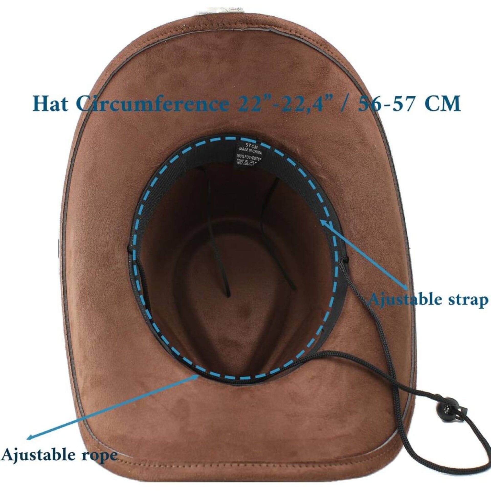 Sombrero Vaquero Cowboy Cowgirl Western Rodeo Marrón Oscuro Ajustable - 2