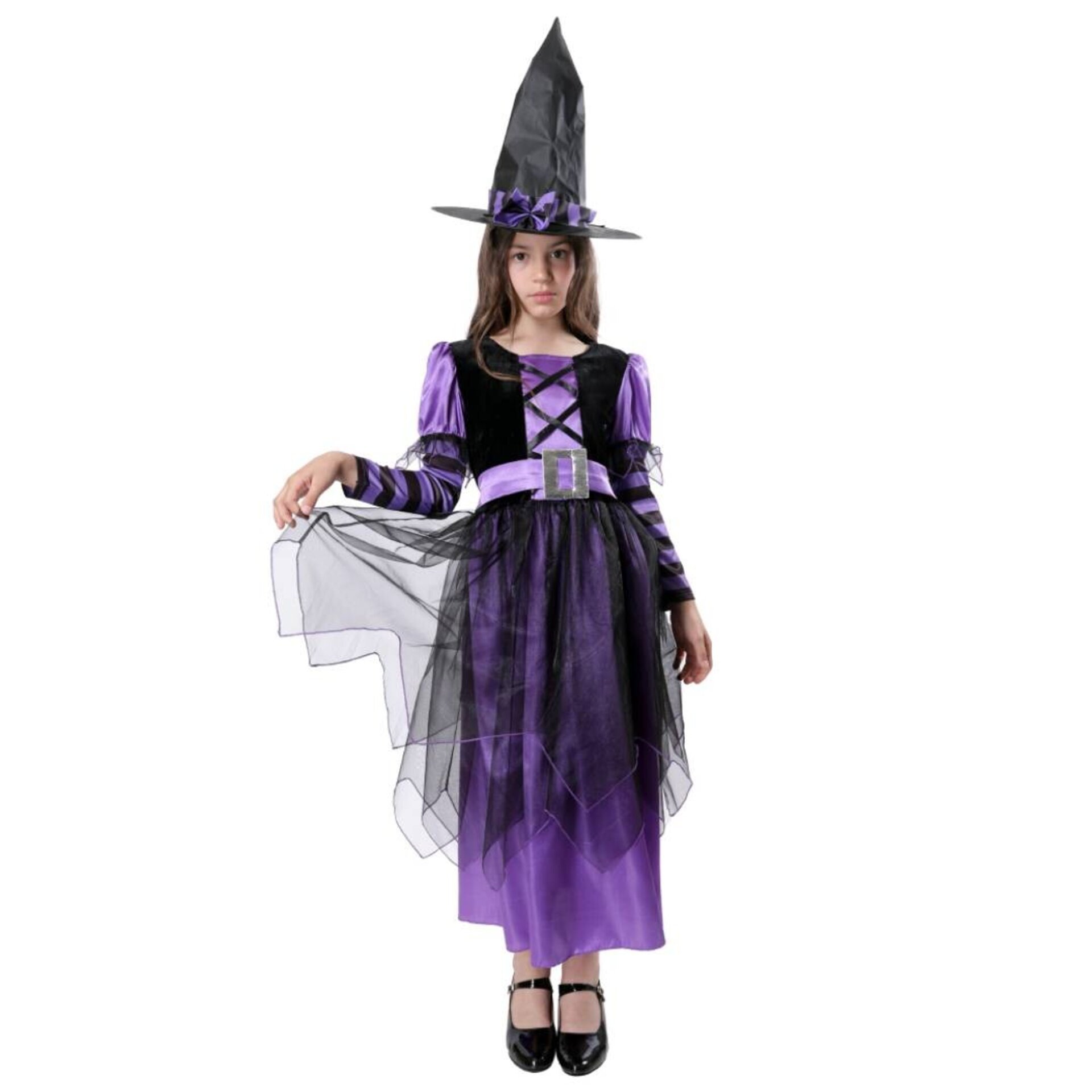 Disfraz Hechicera Bruja Niñas. Incluye Vestido y Sombrero. Tallas 3-12 Años - 1