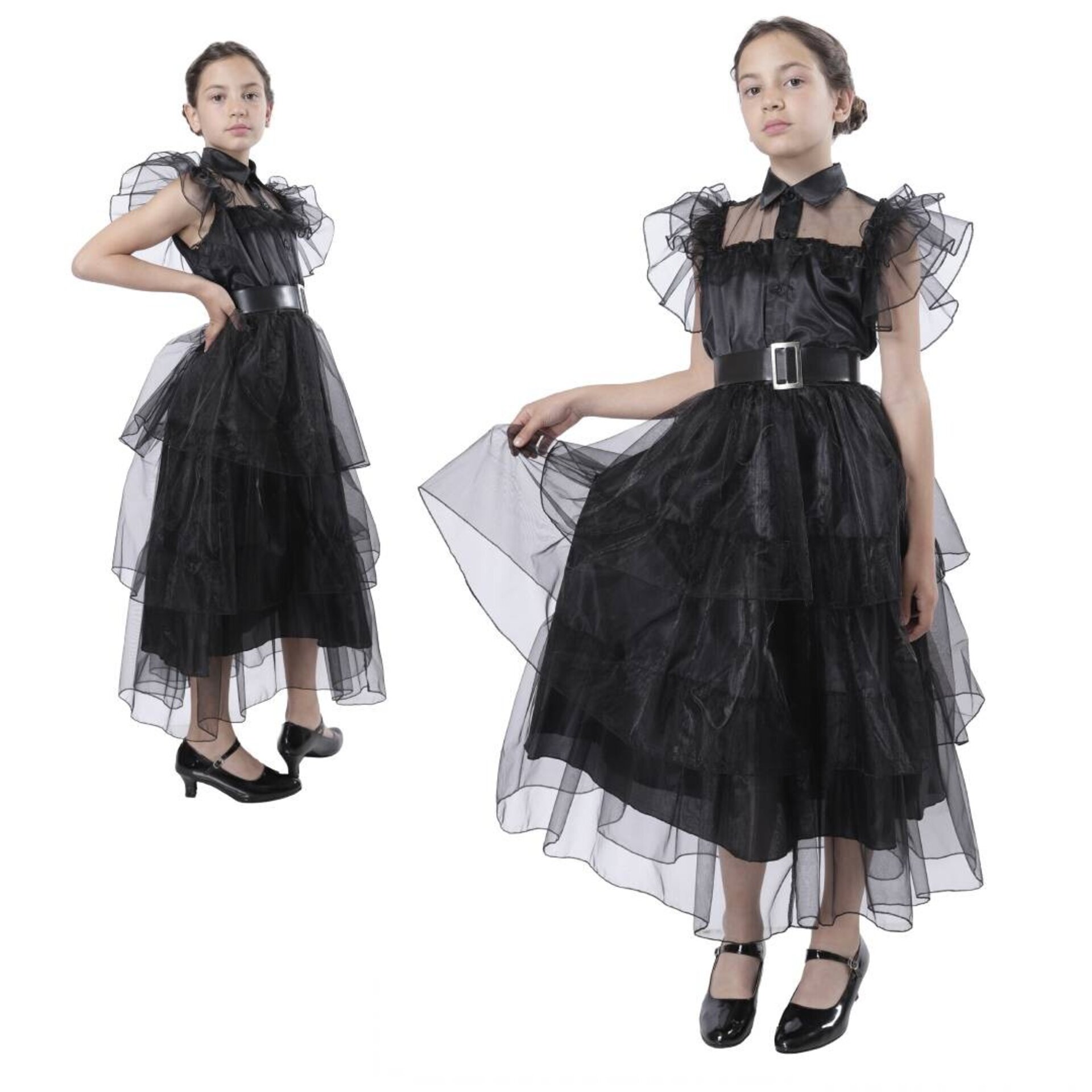 Disfraz de Gala de Merlina para Niñas. Vestido de Baile de Miércoles Addams - 4