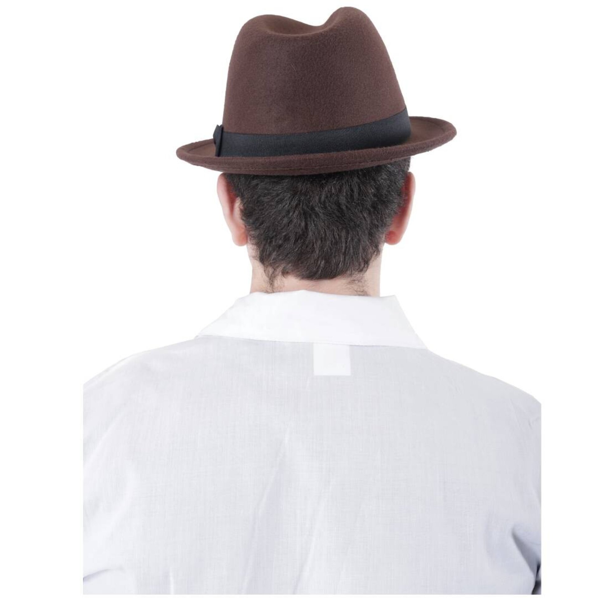 Sombrero de Fieltro de Lana de Estilo Fedora Clásico Trilby Ala Corta Marrón - 5