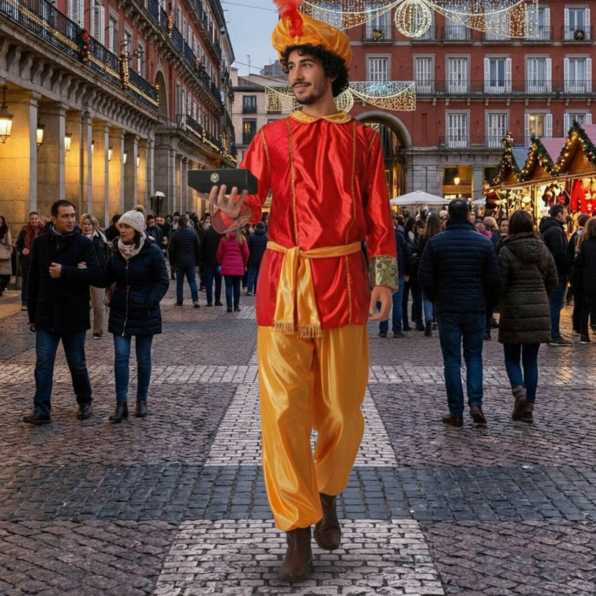 Disfraz de Paje Rojo Real - Incluye Gorro, Camisa, Cinturón y Pantalón - 1