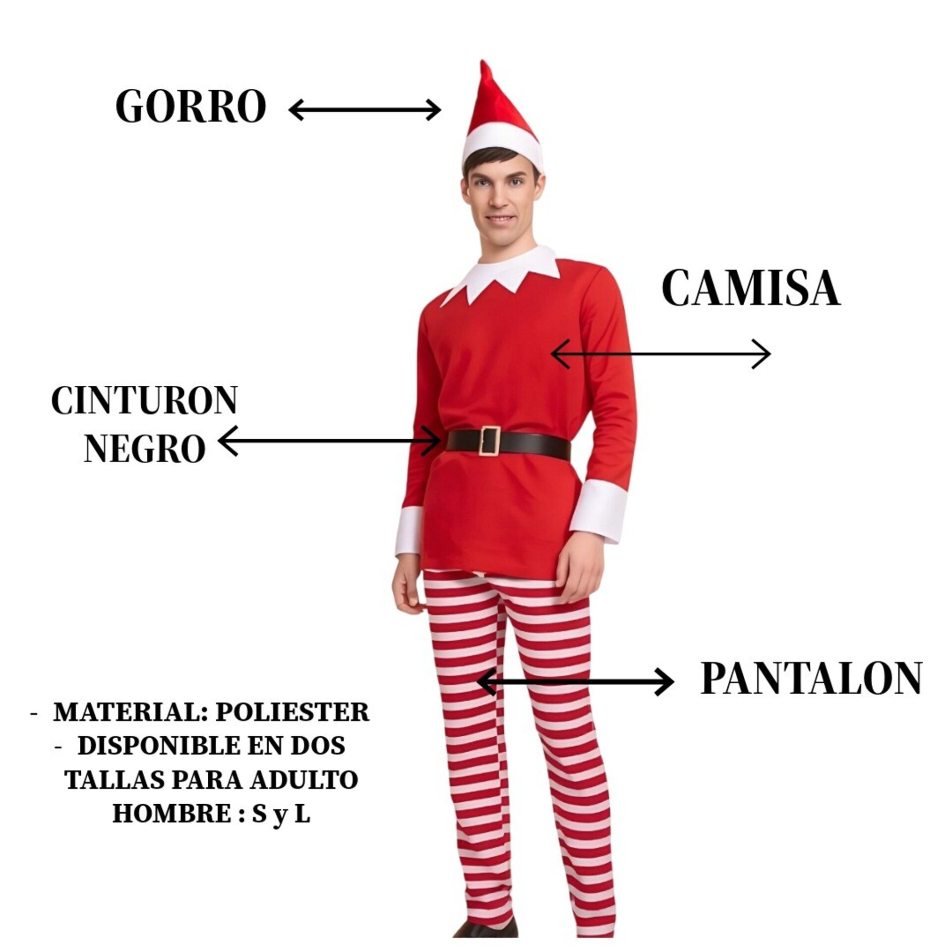 Disfraz de Elfo de Navidad para Hombre - Traje de Ayudante de Papá Noel de Lujo - 5