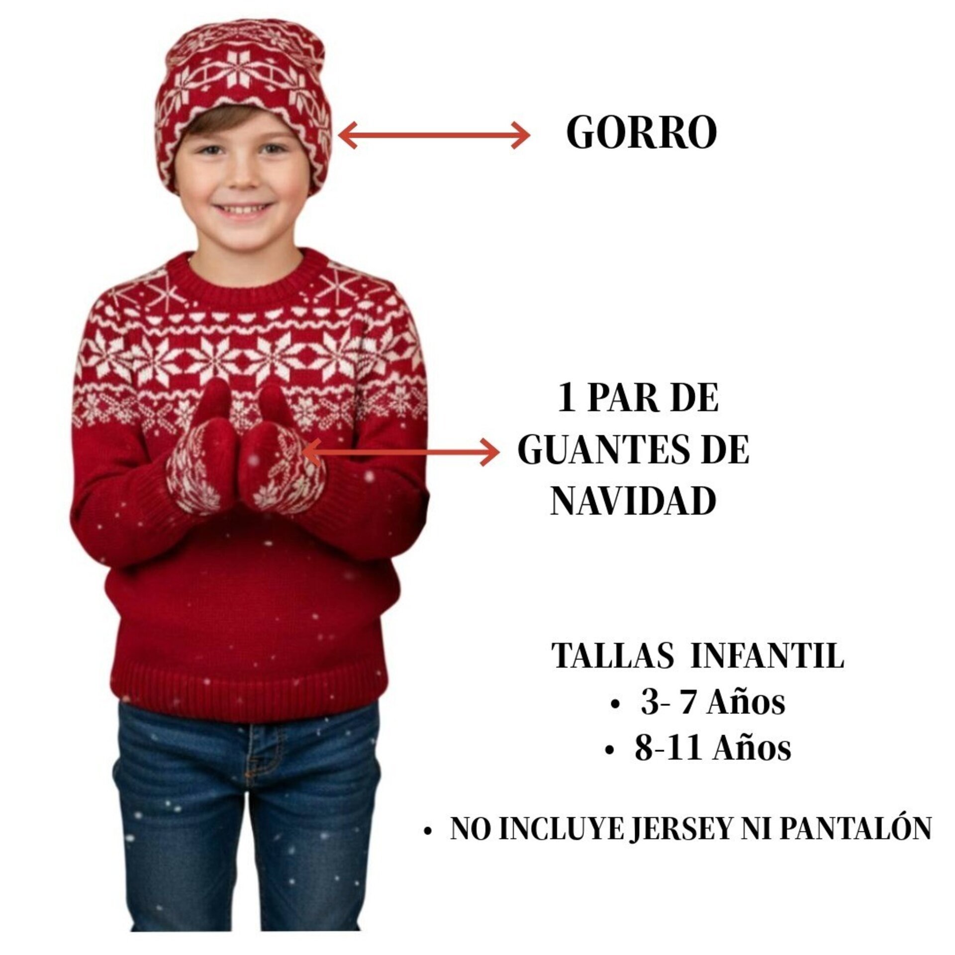 Conjunto 2 piezas Gorro y Manoplas Niños Jacquard | Calidez Invierno | 3-11 Años - 8