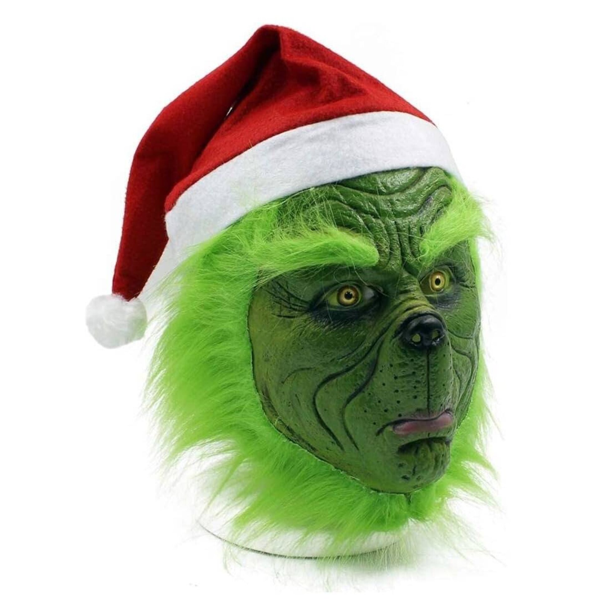 Máscara Grinch Monstruo Verde, Gorro de Navidad, Máscara de Latex - 3