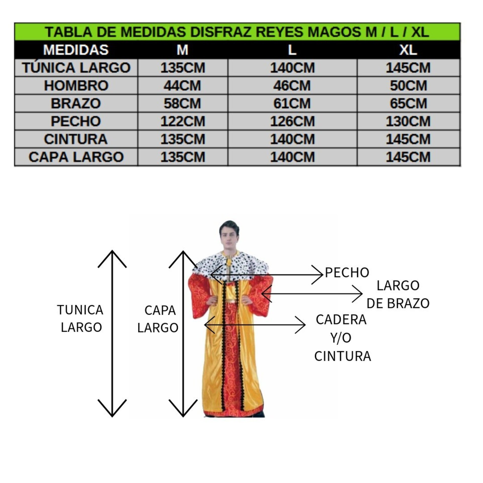 Disfraz Rey Mago Cabalgata de Reyes Dulces Traje Adulto Regalos Navidad - 5