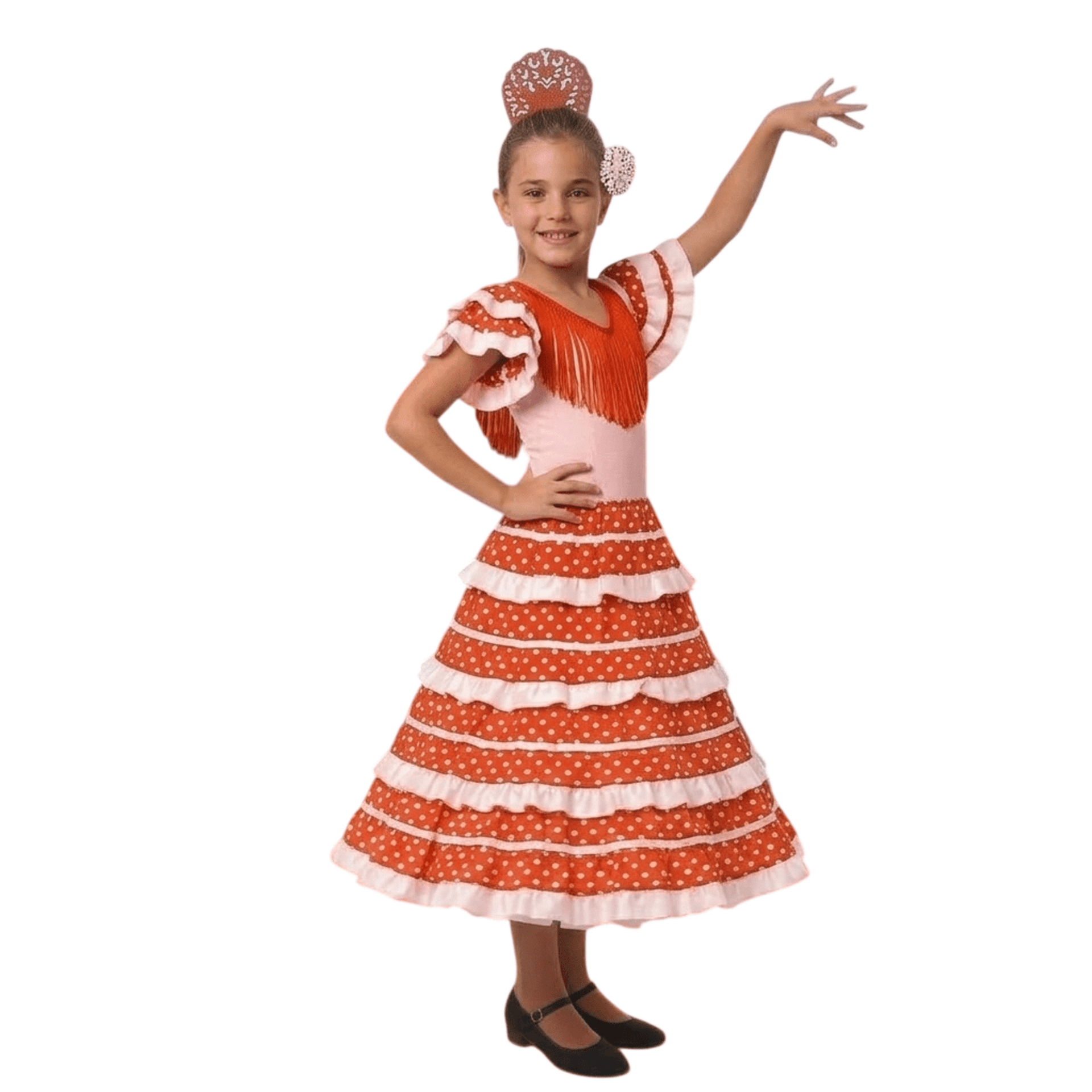 Vestido Flamenca Niña Traje Sevillana con Peineta y Flor | Disfraz Andaluza - 1
