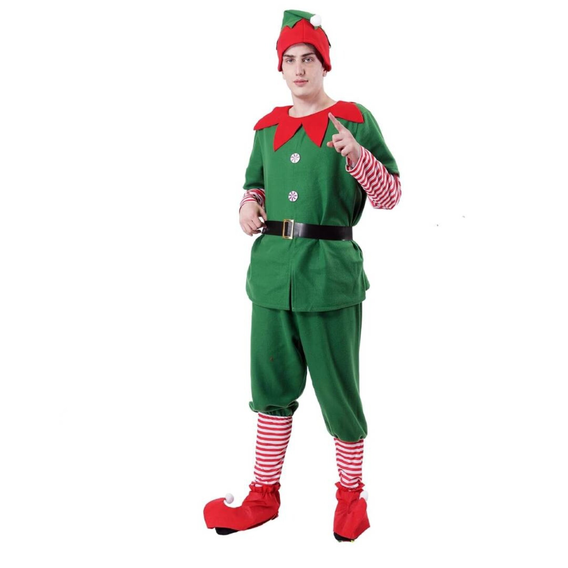 Disfraz Elfo - Traje Navidad Duende Verde - Papa Noel - Regalos Adulto - 6