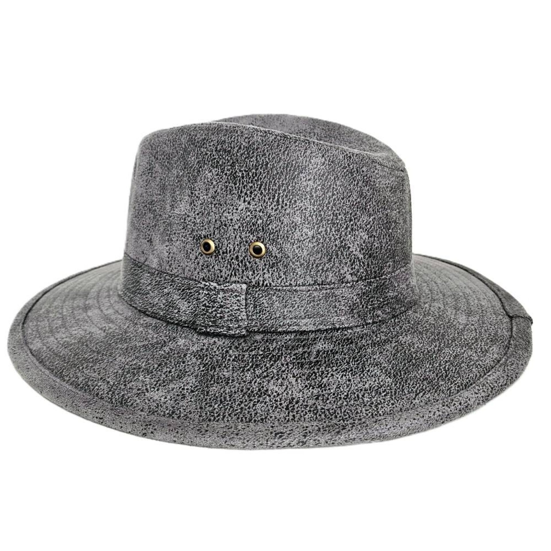 Sombrero Fedora Sintético Gris Desgastado Unisex Adulto Estilo Western Aventura - 3