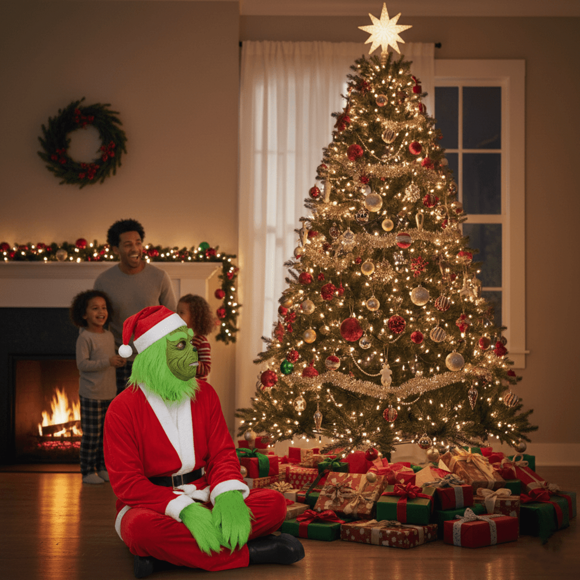 Disfraz El Grinch Monstruo Verde de Navidad Traje Papa Noel Hombre Adulto - 13