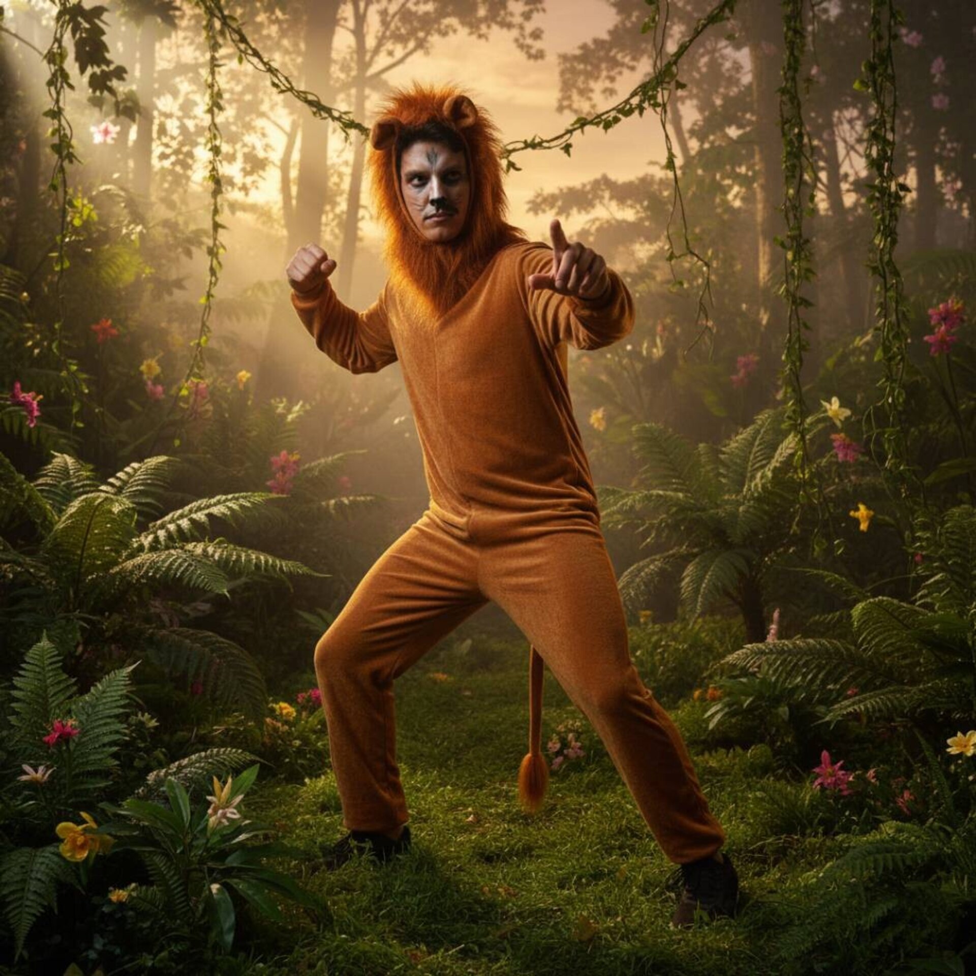 Disfraz de León Adulto Hombre - Pijama Enterizo de Invierno Cálido | Talla única - 1