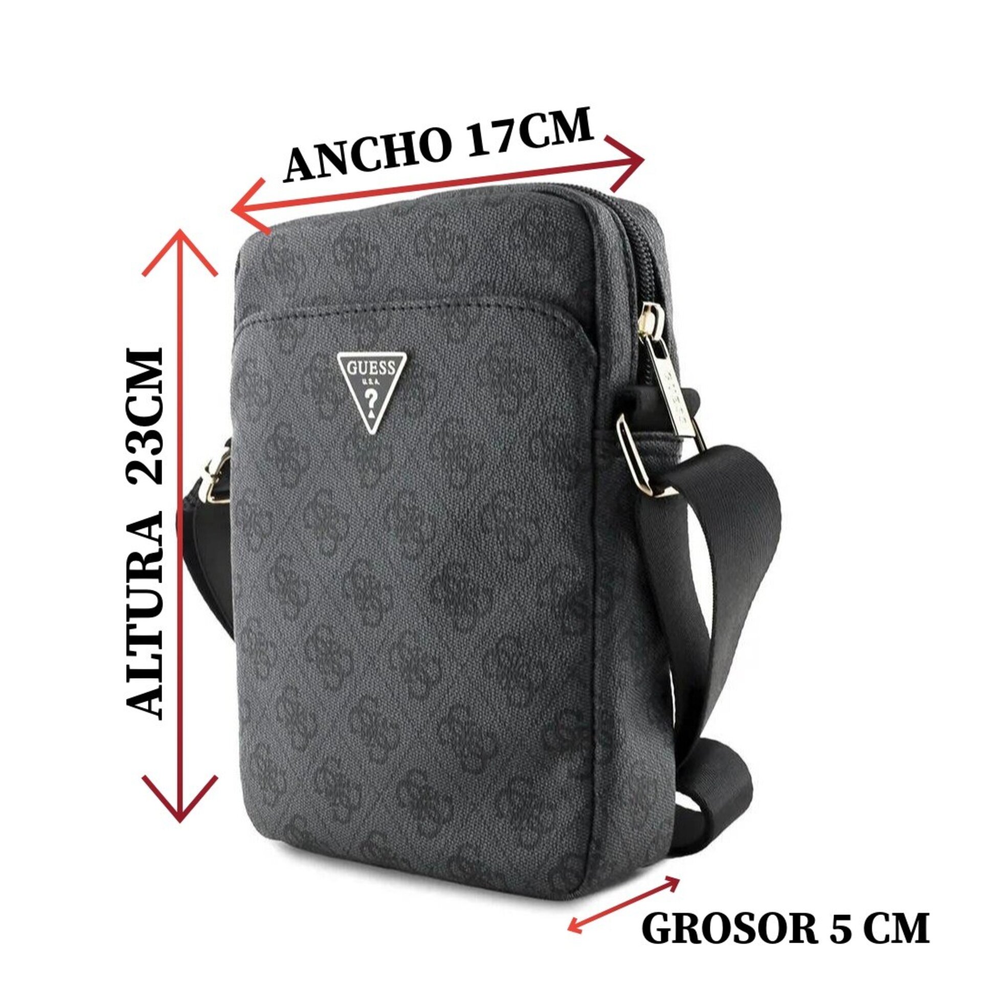 Bolso Bandolera Guess Logotipo Triangular de PU para teléfono de 8 pulgadas Gris - 5