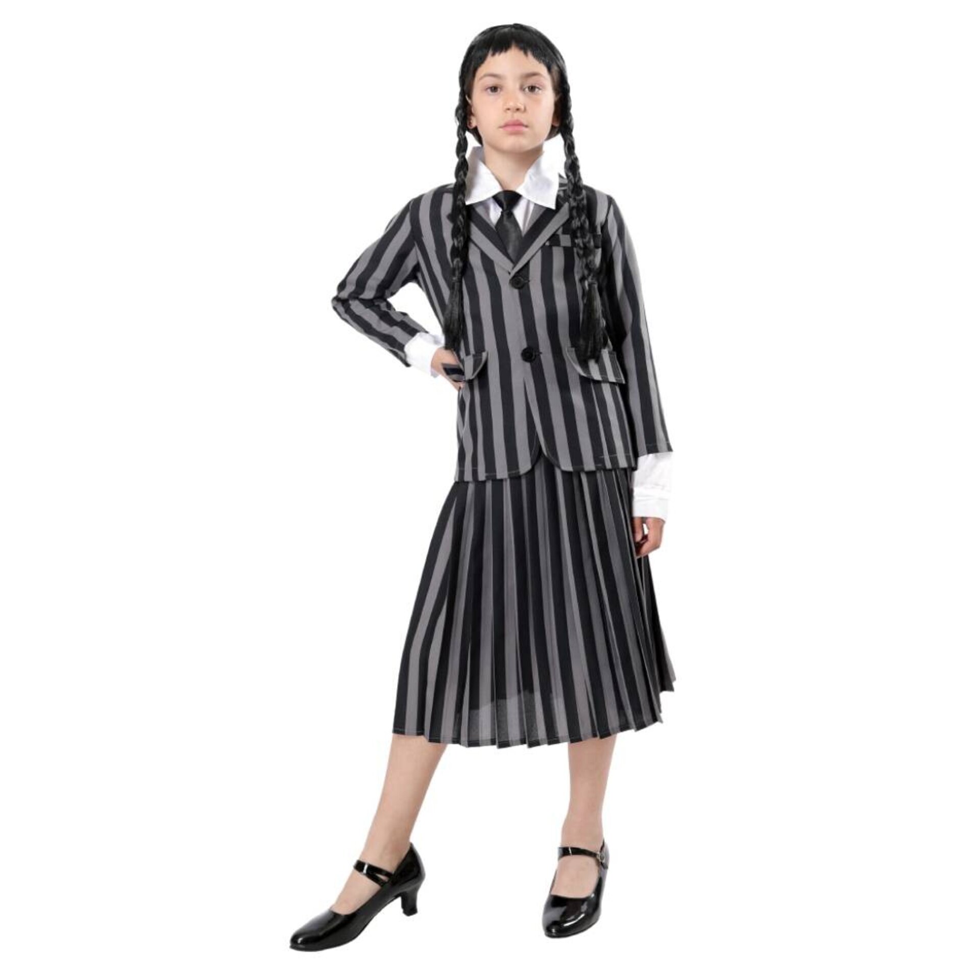 Disfraz Miércoles Addams Niñas. Uniforme de Película y Merlina Serie de Terror - 1