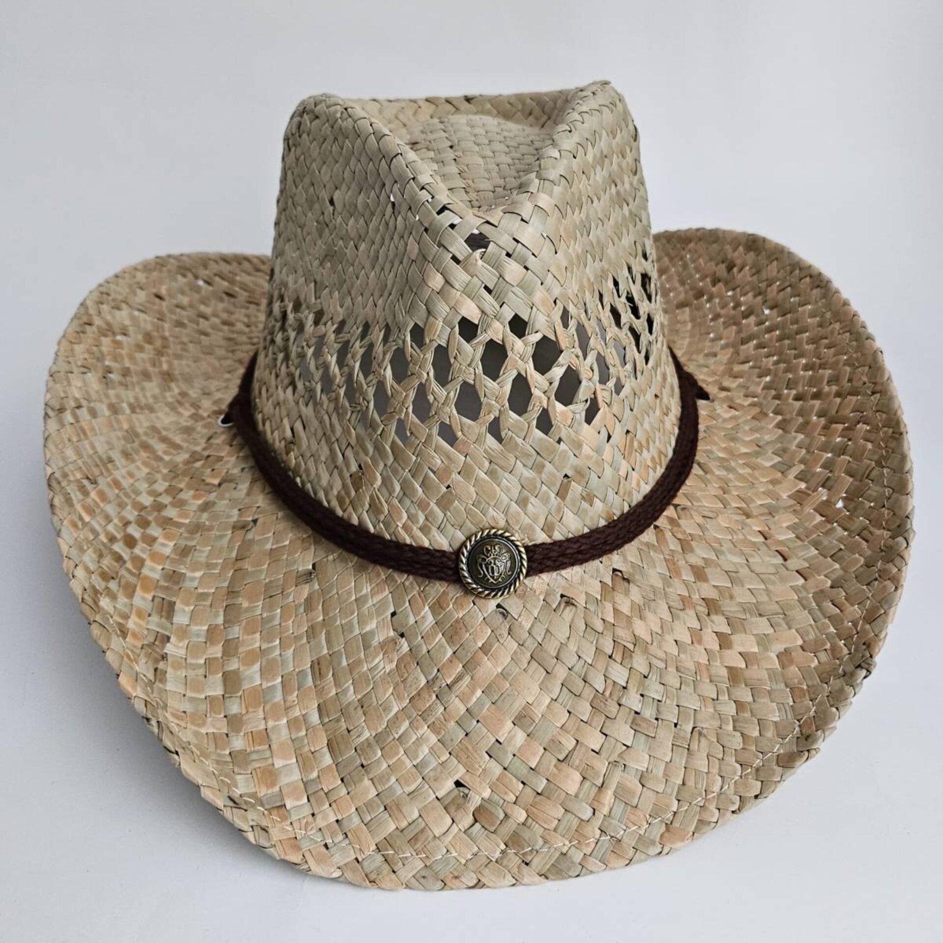 Sombrero de paja natural Cowboy ajustable Unisex para adulto Talla 57-58CM - 5