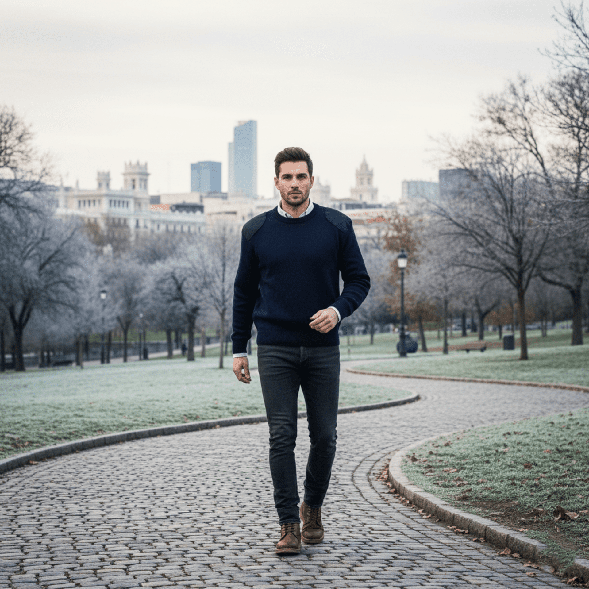 Jersey cuello redondo con mangas largas punto grueso acrilico para Hombre - 6