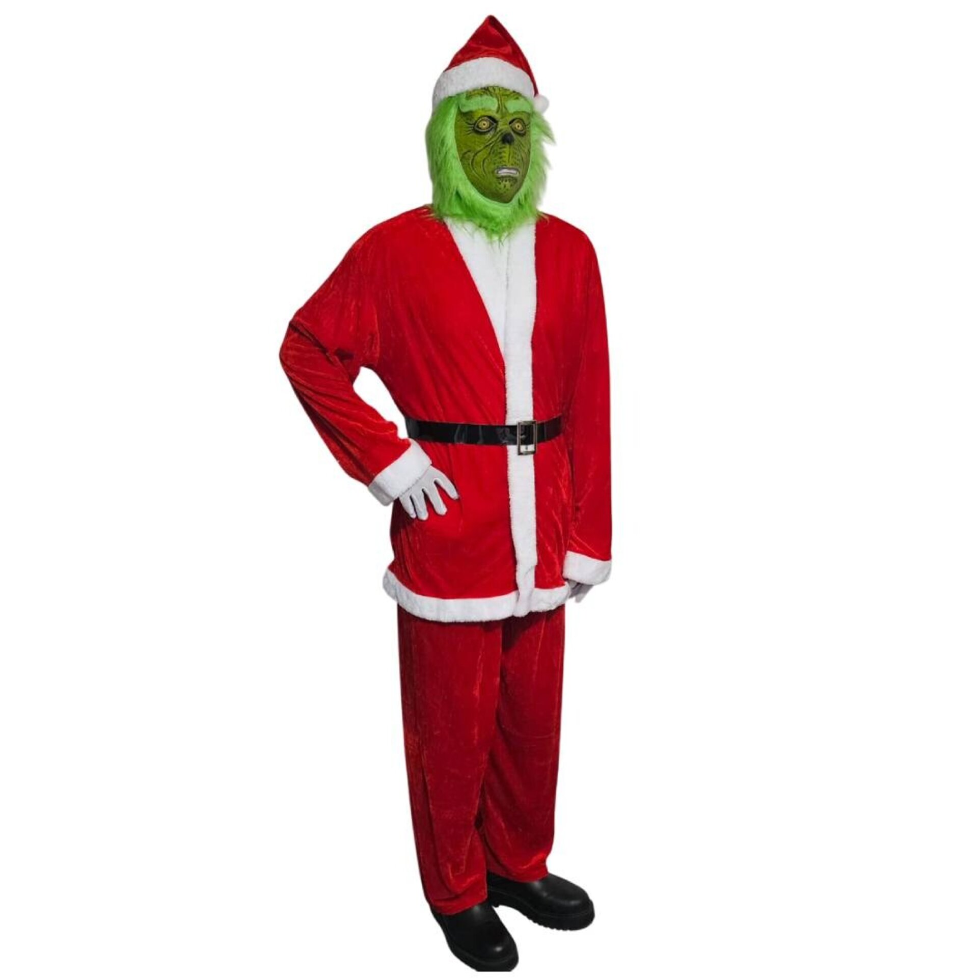 Disfraz El Grinch Monstruo Verde de Navidad Traje Papa Noel Hombre Adulto - 5