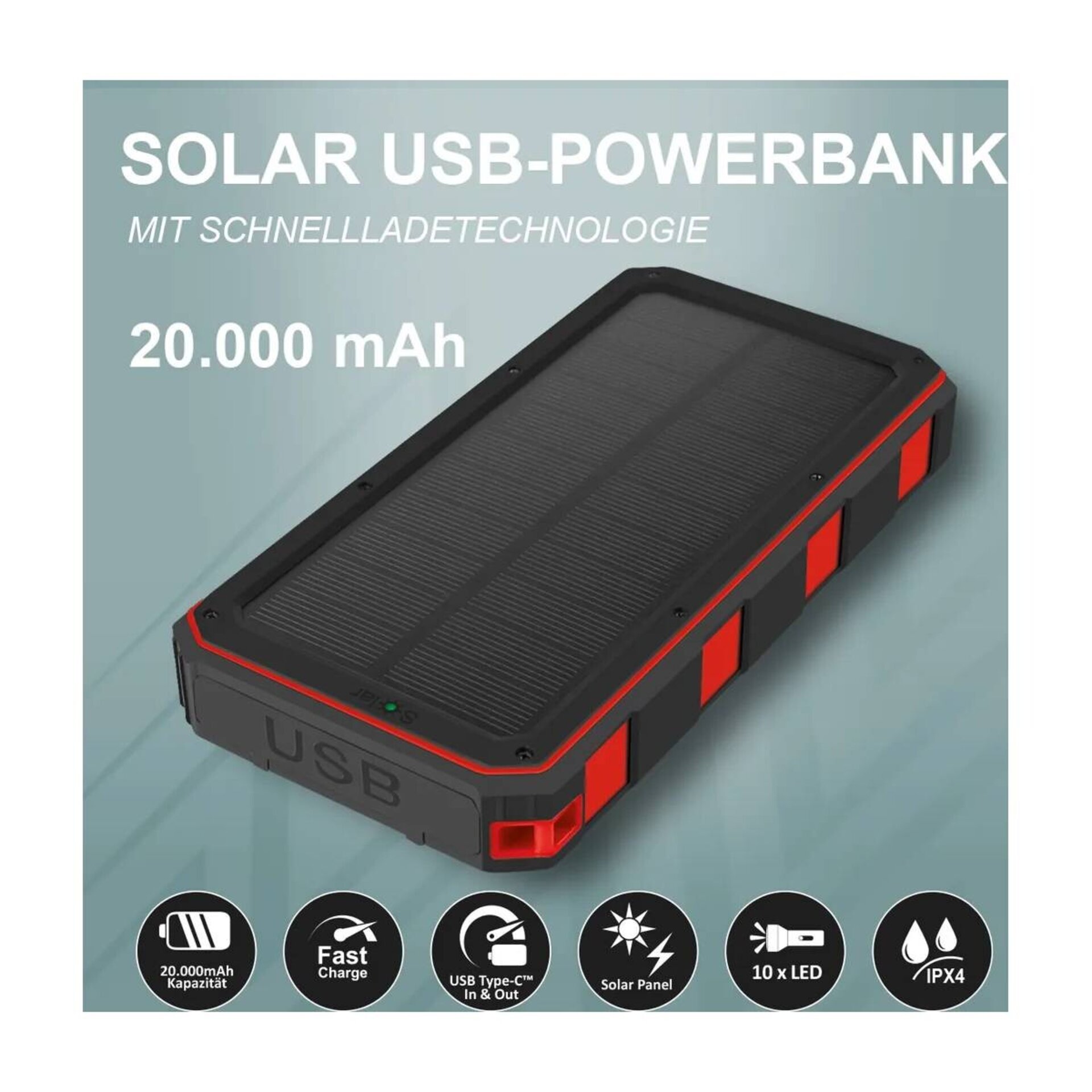 Cargador de Emergencia Solar Portátil USB PowerBank 20.000 mAh XORA - 11