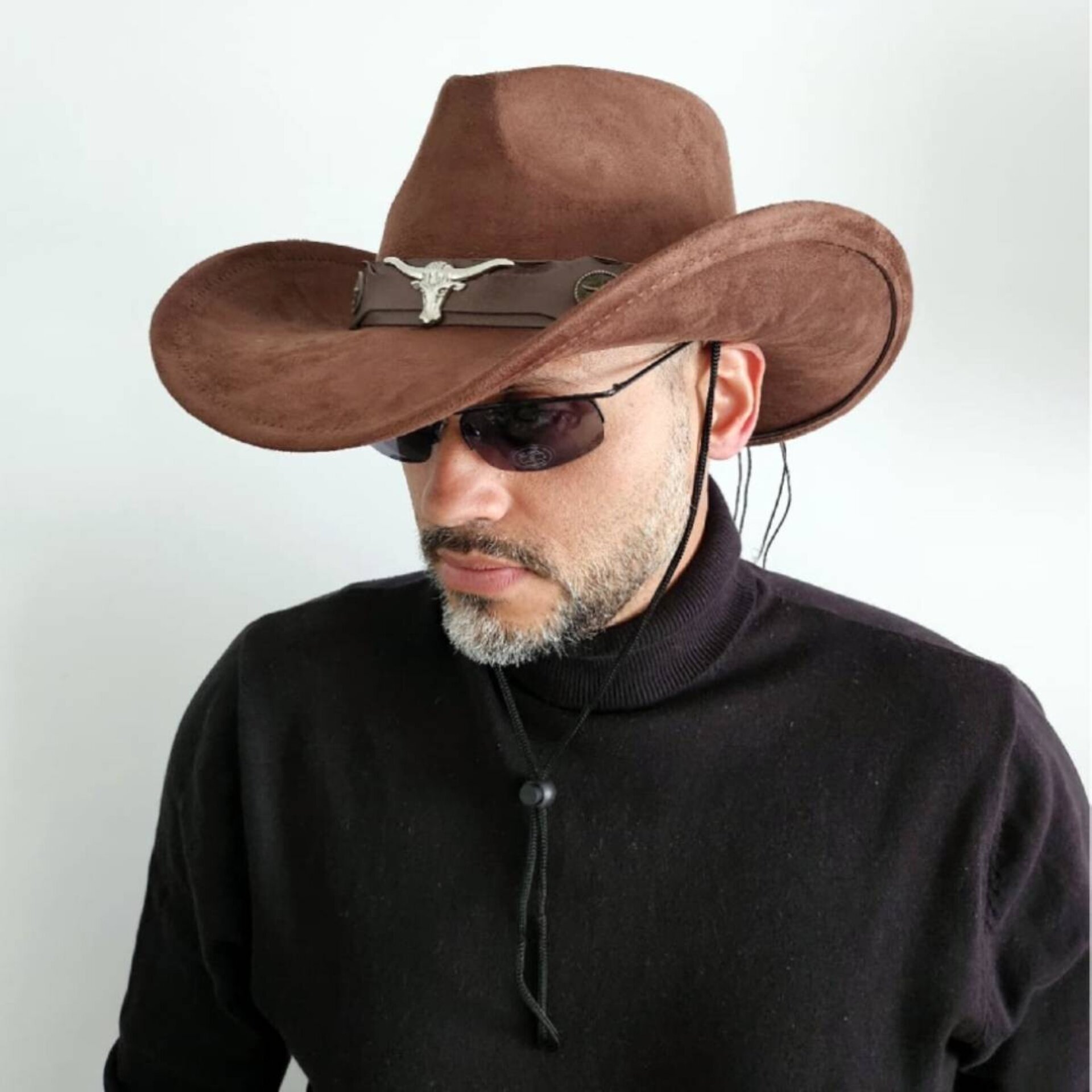 Sombrero Vaquero Cowboy Clásico con Gafas de Sol Western Original para Adulto - 5