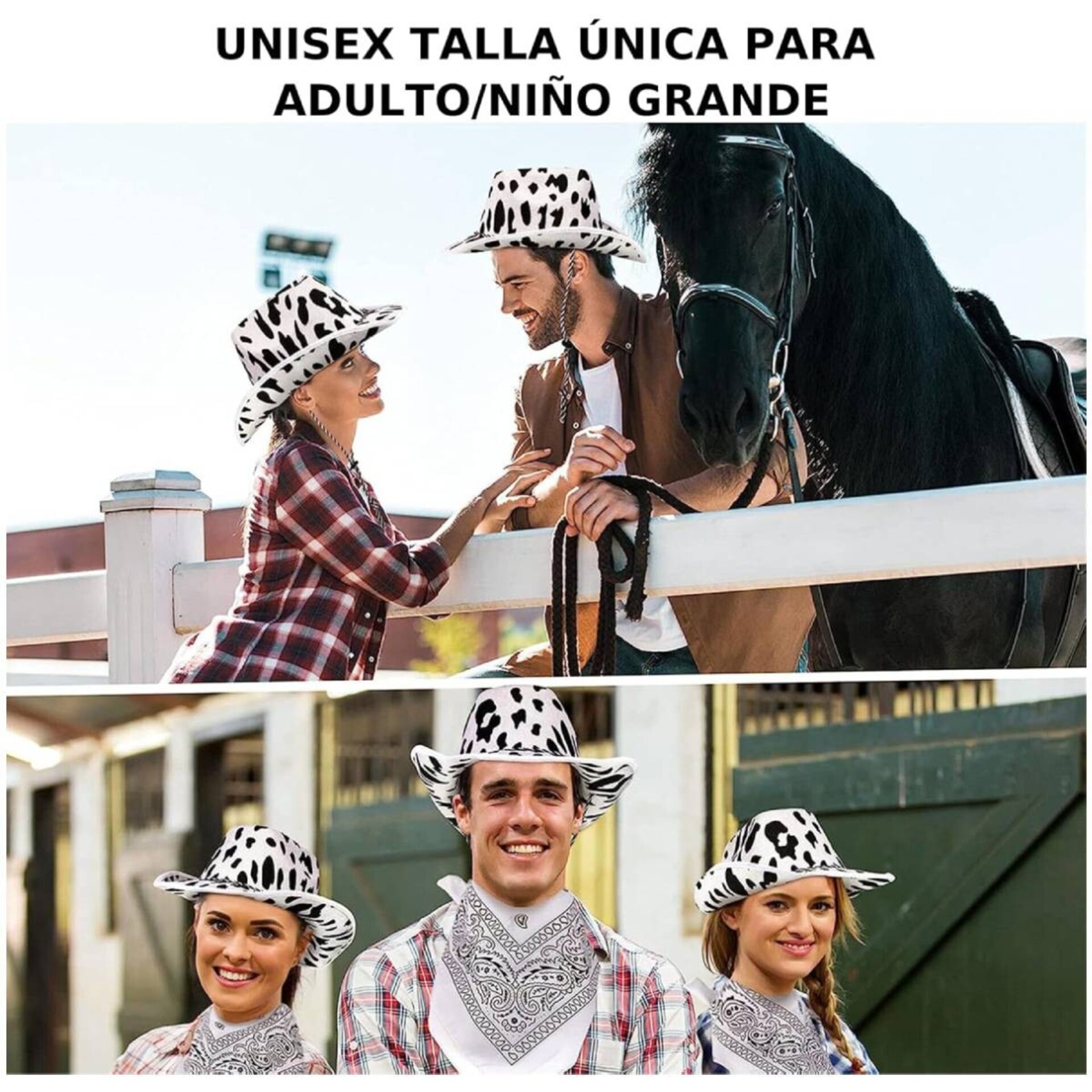 Sombrero cowboy Vaquero con Pañuelo Western Bandana Estampada para Adulto - 3