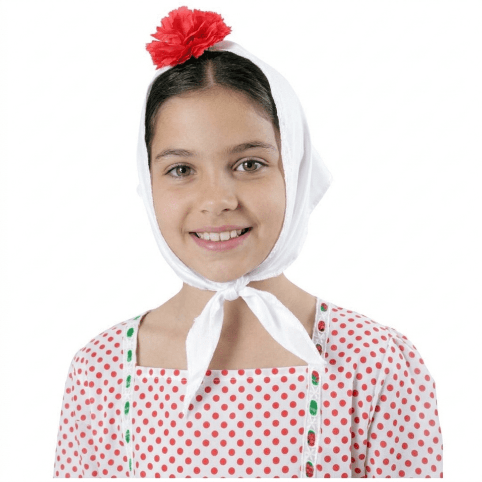 Lote 24 Accesorios Disfraz Chulapa: 12 Pañuelos Blancos + 12 Claveles para Niñas - 1