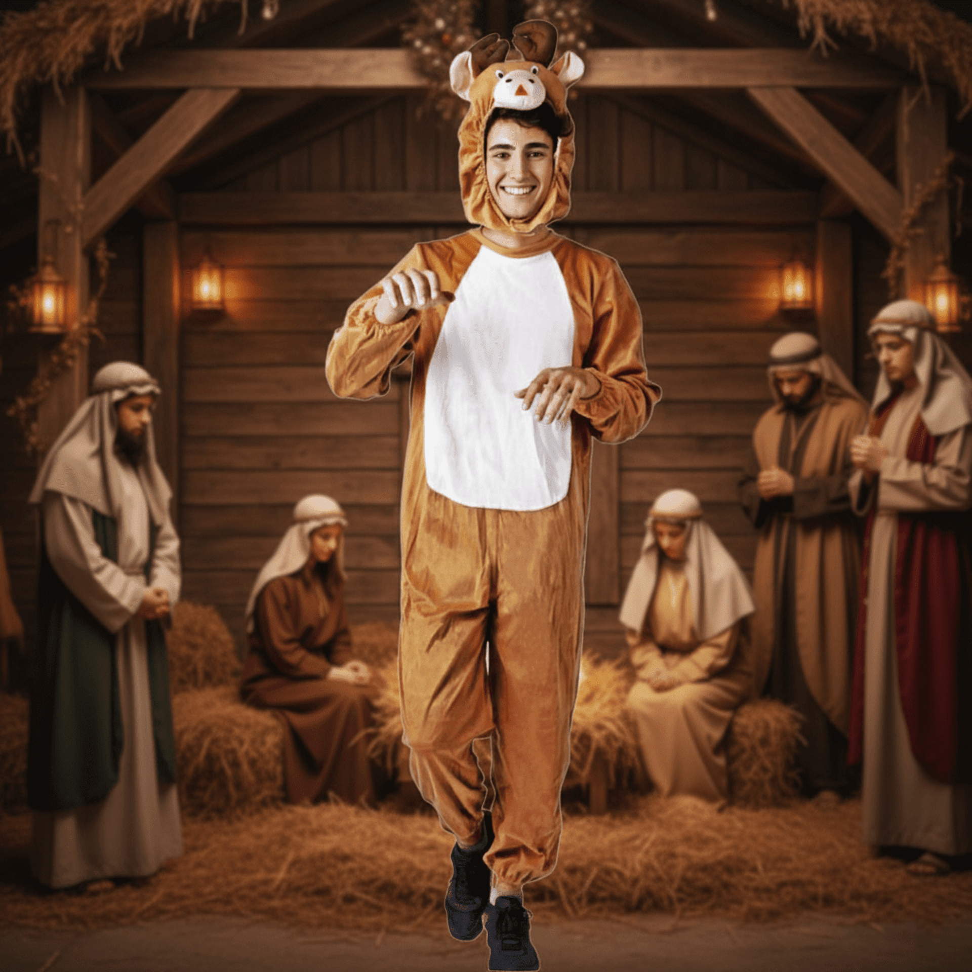 Disfraz de Reno Pijama Enterizo Navideño - Kigurumi Unisex de Lujo para Adulto - 3