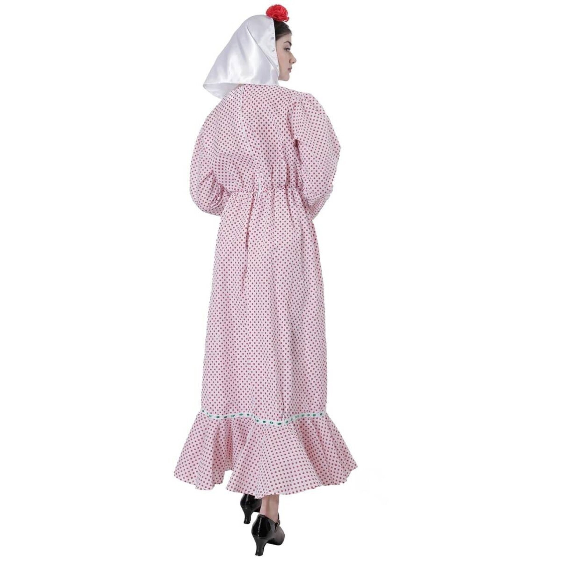 Vestido Chulapa Disfraz Madrileña con Pañuelo, Flor roja San Isidro Adulto Mujer - 3