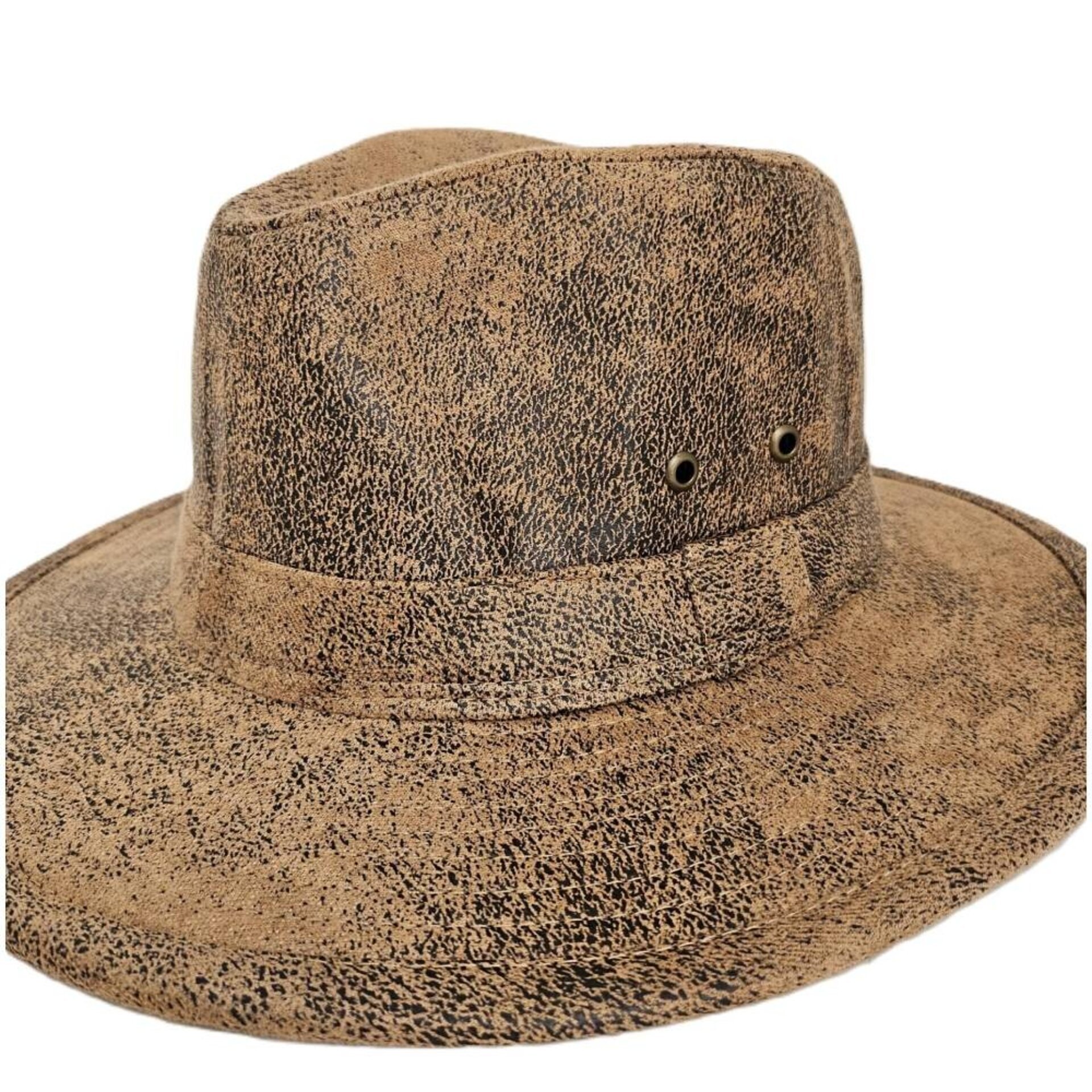 Sombrero Fedora Sintético Beige Desgastado Unisex Adulto Estilo Western Aventura - 6