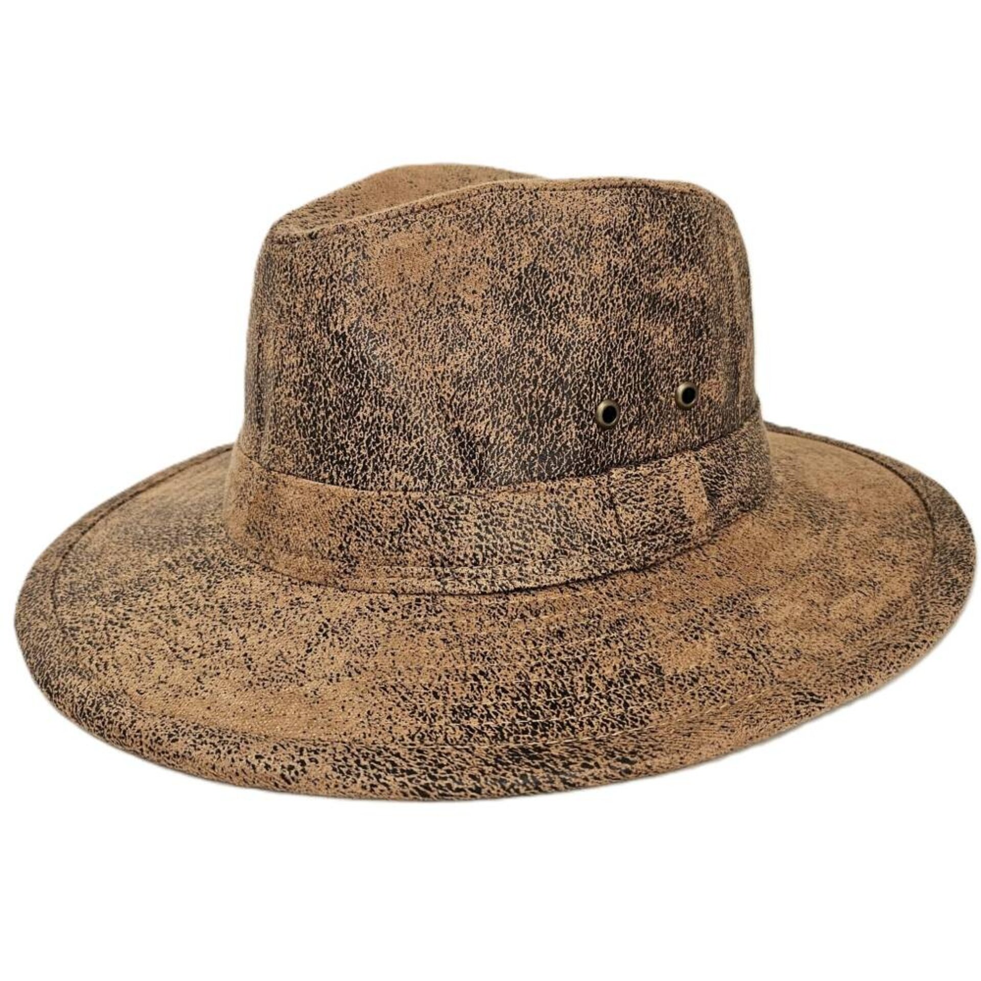 Sombrero Fedora Sintético Beige Desgastado Unisex Adulto Estilo Western Aventura - 5
