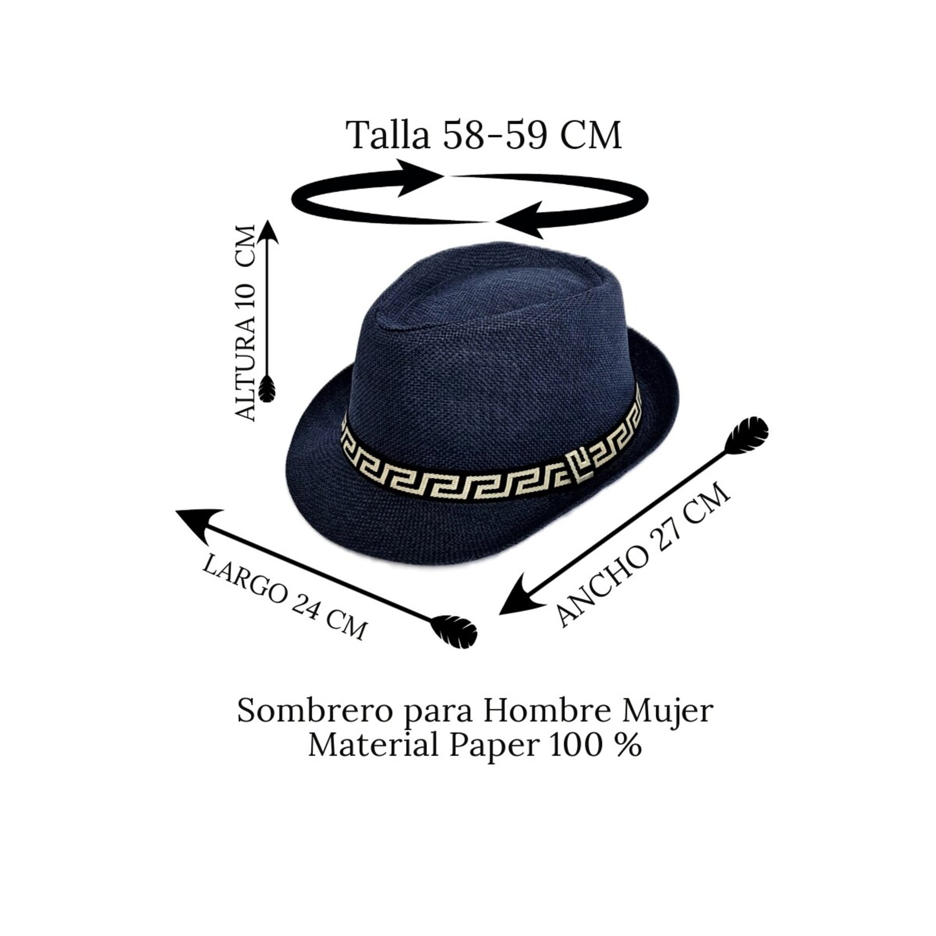 Sombrero Trilby Fedora Unisex | Paja de Papel | Verano & Fiesta | Talla M/L - 5