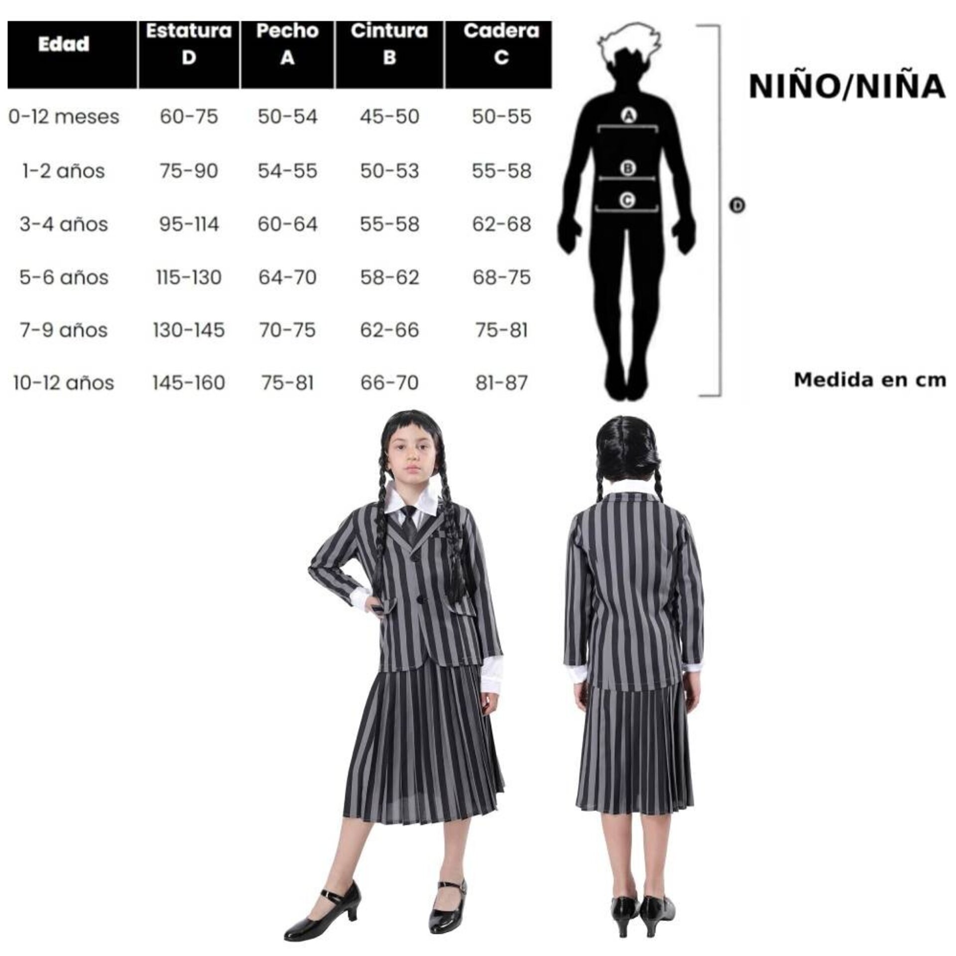 Disfraz Miércoles Addams Niñas. Uniforme de Película y Merlina Serie de Terror - 7