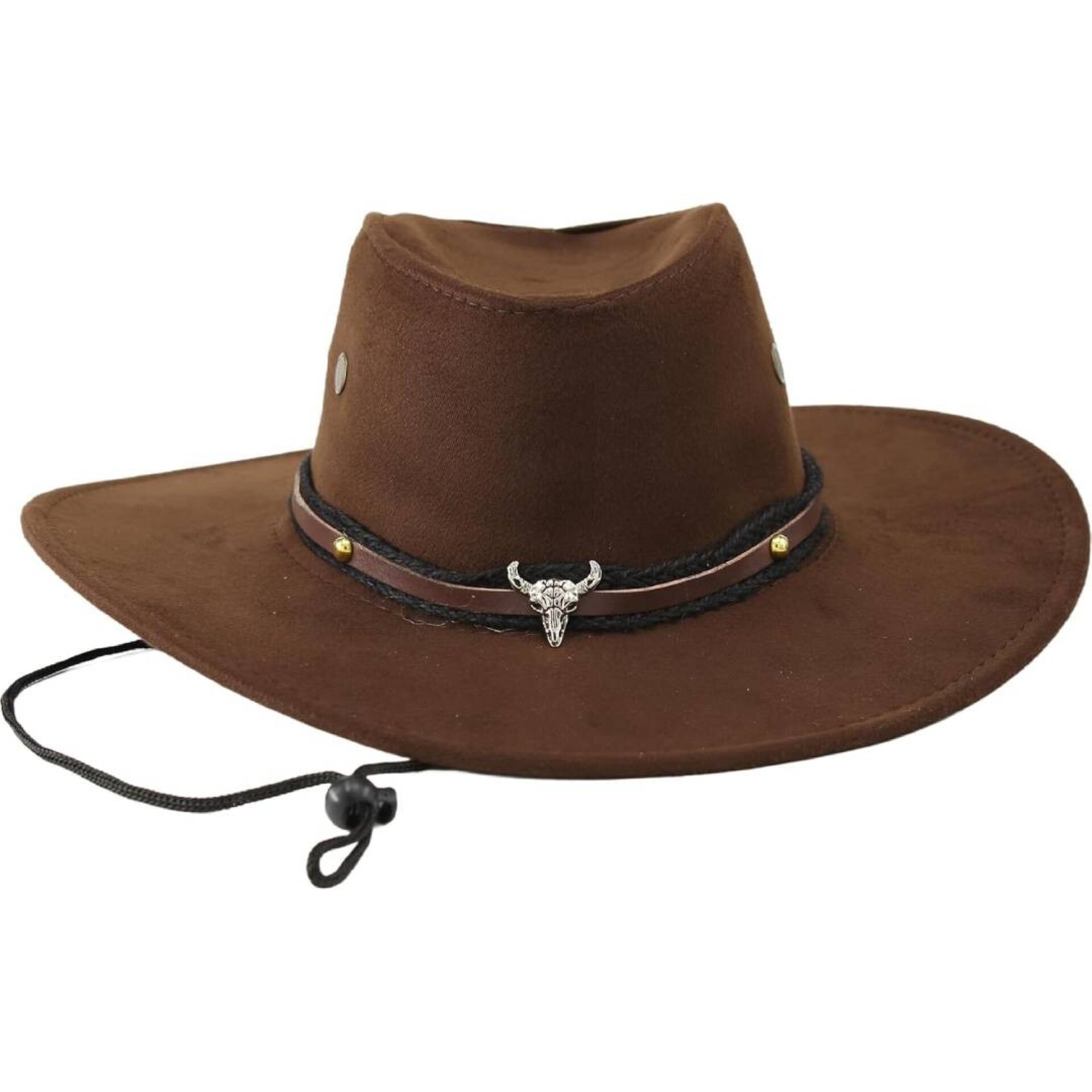 Sombrero Vaquero Cowboy Western Ajustable para Hombre Mujer Marrón Oscuro - 2