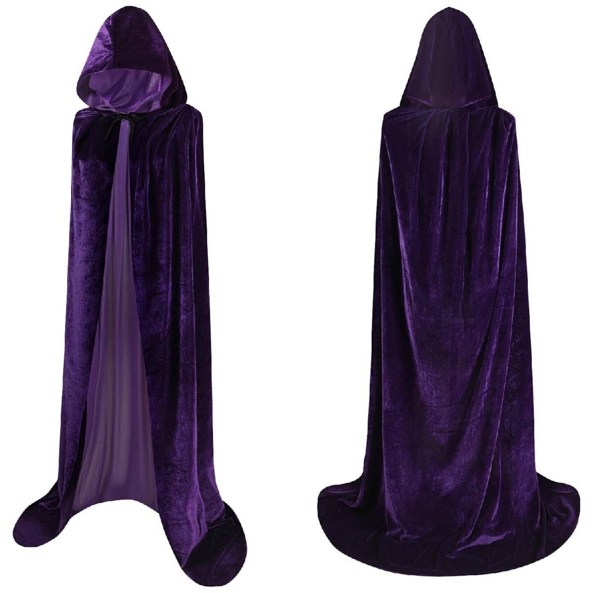 Capas con Capucha en Terciopelo Unisex para Disfraz Niños y Adultos Morado Lila - 4