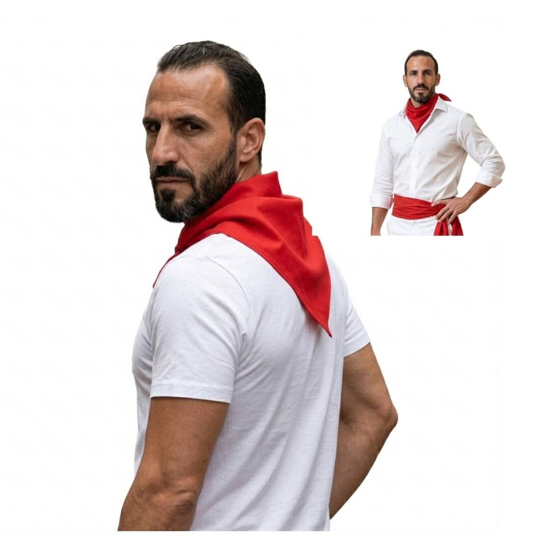 Pack 12 Pañuelos Rojos San Fermín (54x52cm) | Bandana Lisa para Peñas, Corredor - 4