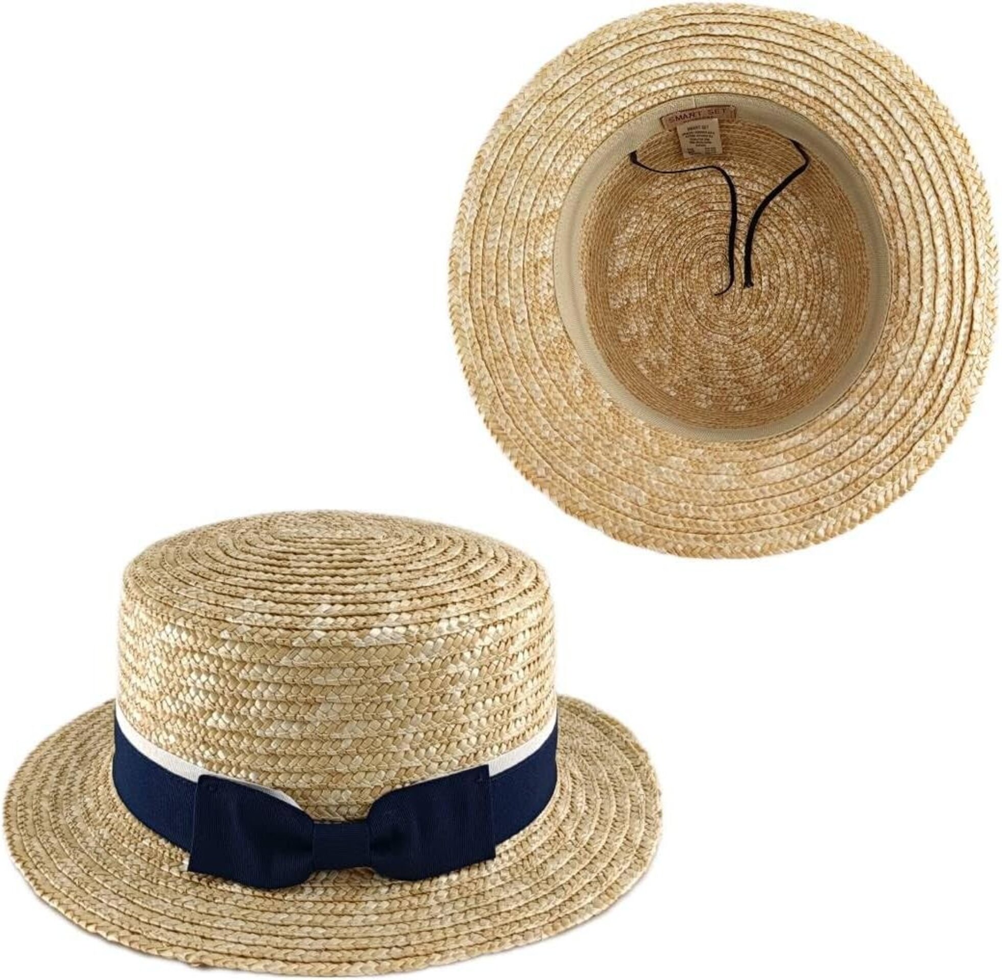 Sombrero de paja Natural Estilo Canotier con Elegante Cinta Decorativa unisex - 4