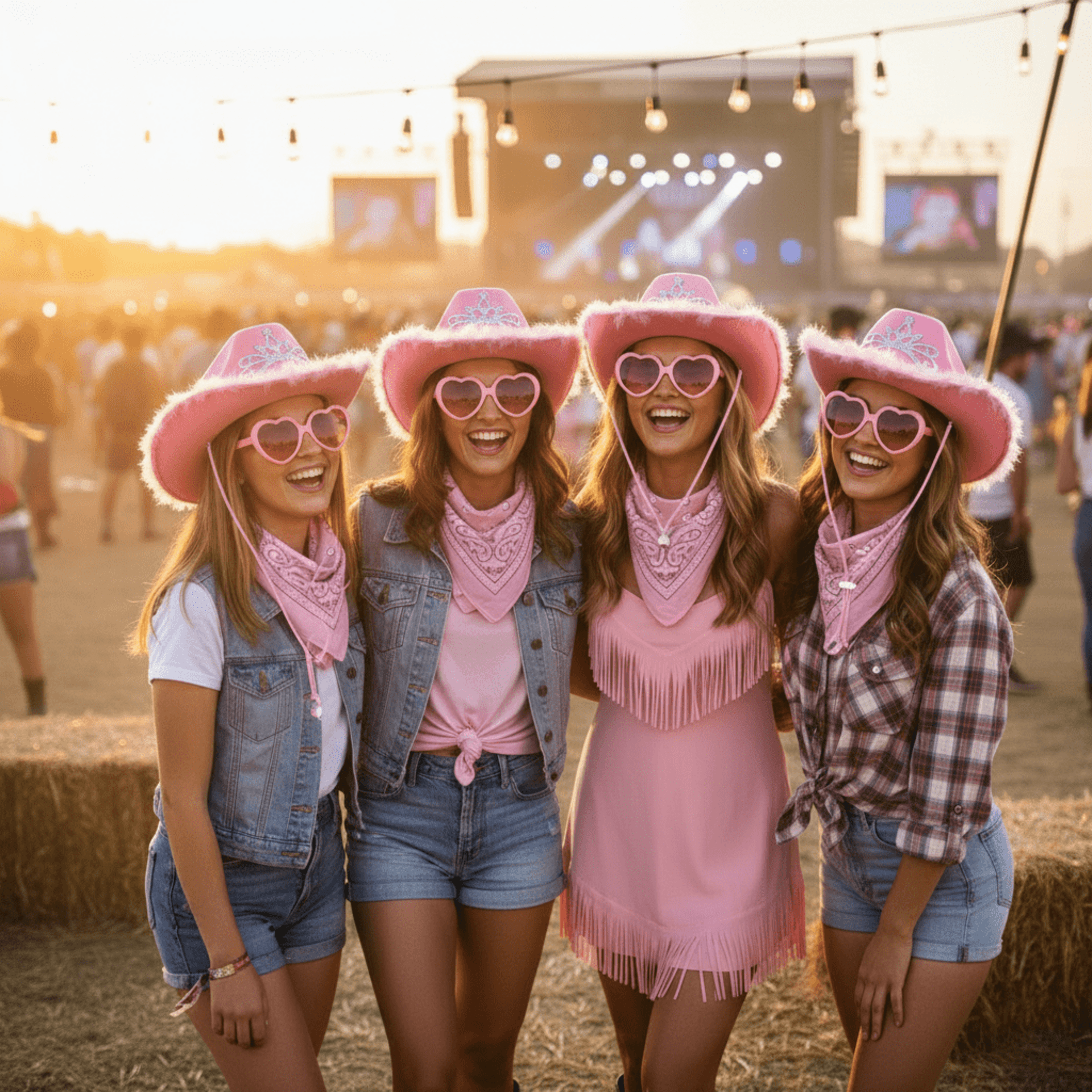 Pack 3 Piezas Disfraz Vaquera Rosa Mujer - Sombrero Cowgirl, Gafas y Bandana - 7
