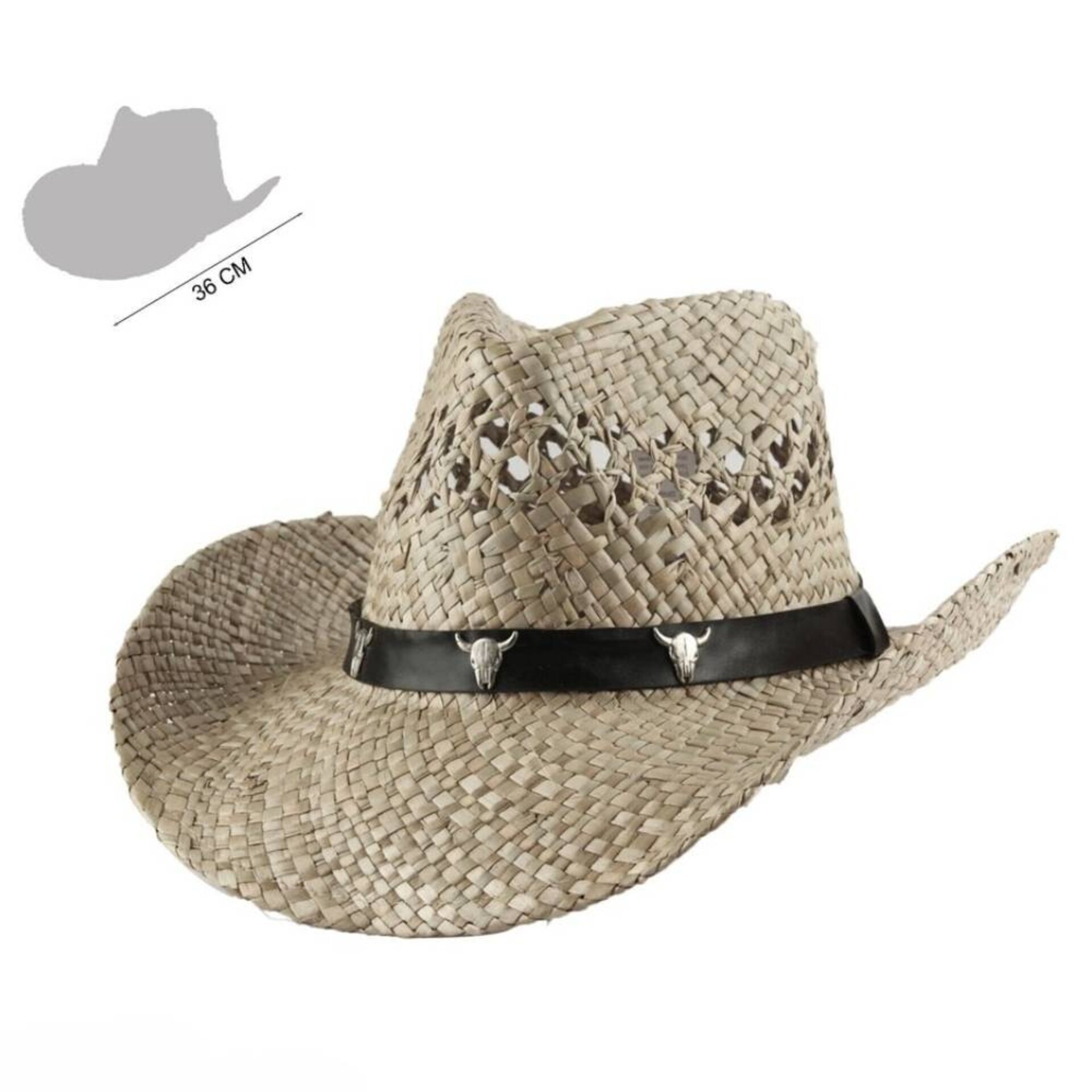 Sombrero Vaquero de Paja Rústica Unisex - Estilo Western Cowboy Artesanal M-L - 2