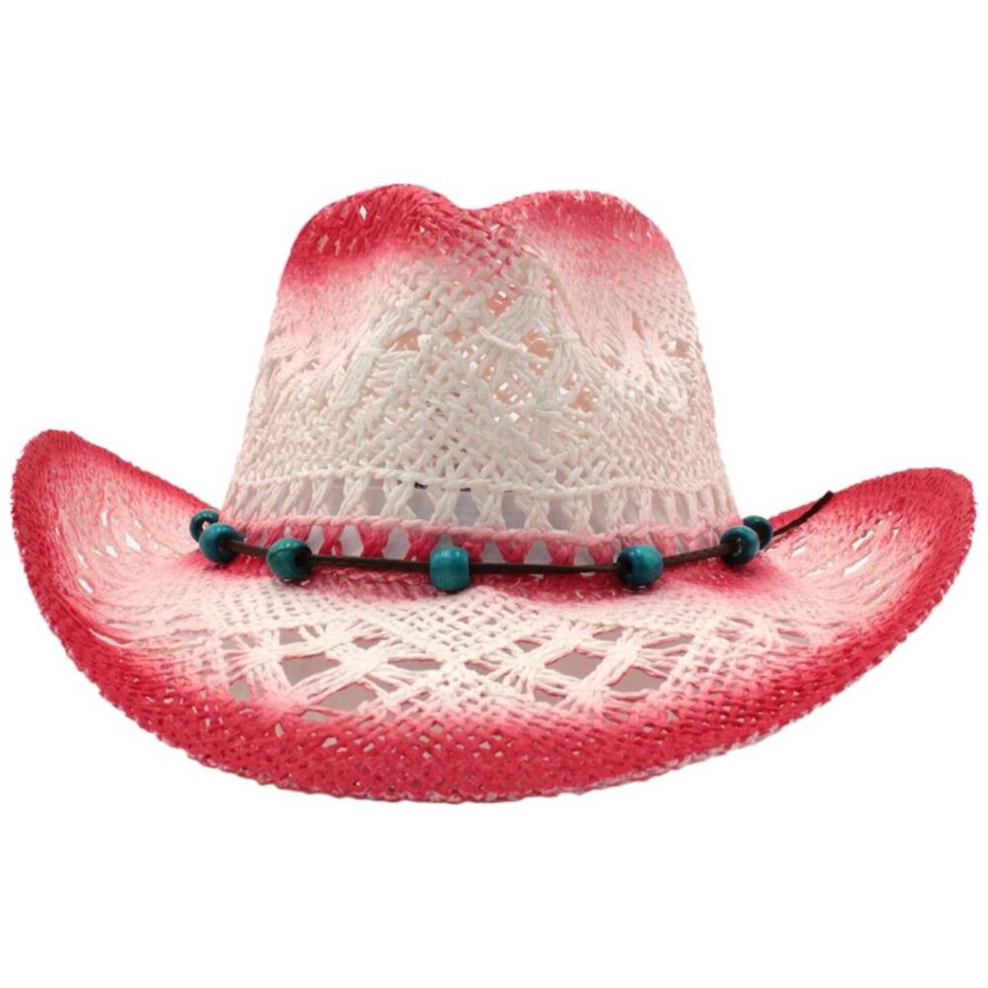 Sombrero Vaquero Paja Rojo Blanco Unisex Estilo Western Adulto Cowboy Ajustable - 3
