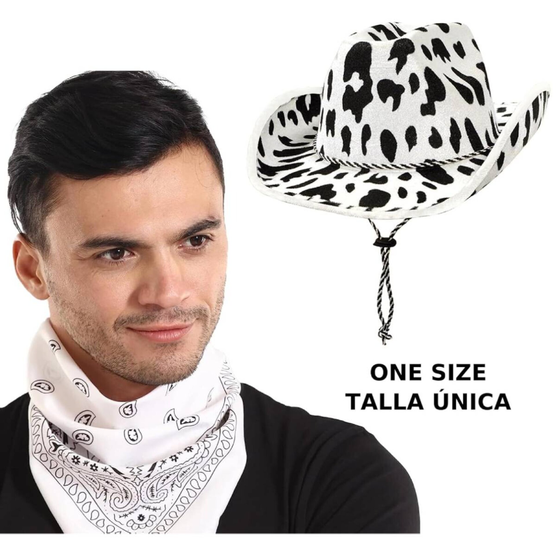 Sombrero cowboy Vaquero con Pañuelo Western Bandana Estampada para Adulto - 10