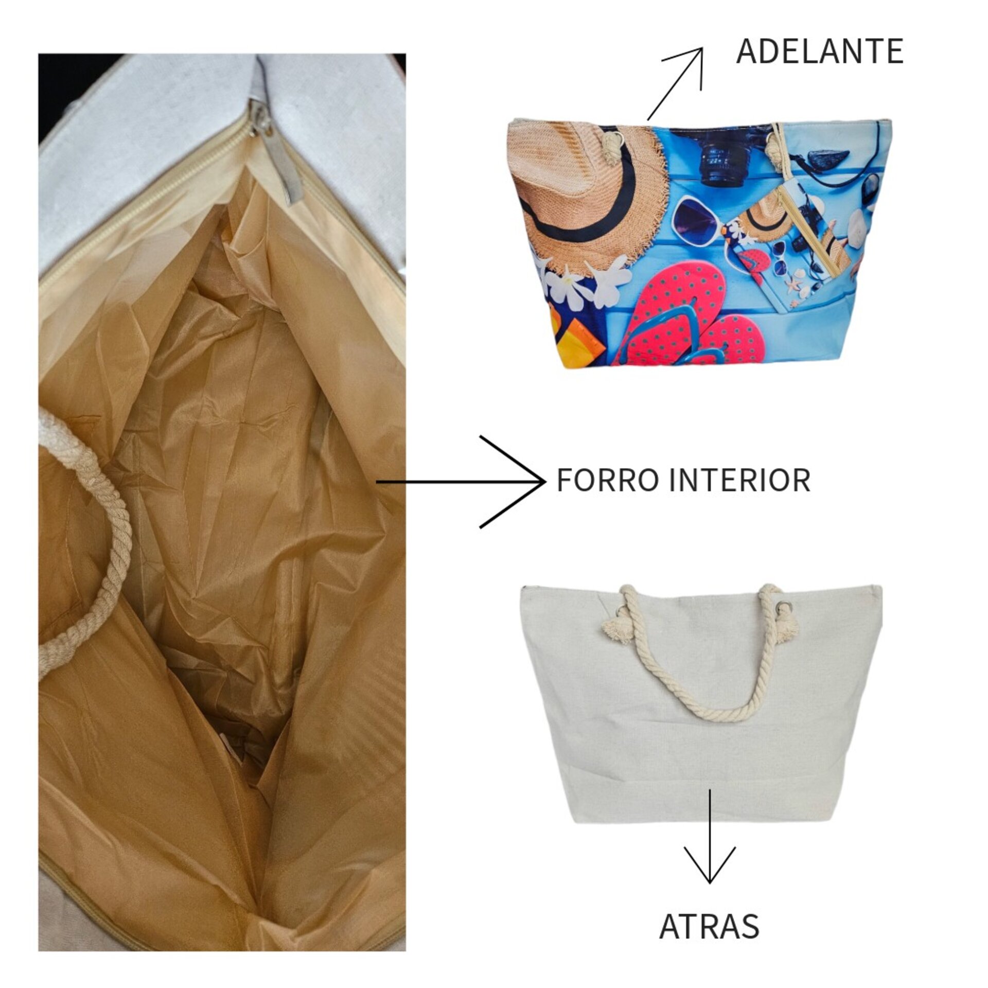 Bolso Grande para Mujer Doble asa de playa piscina verano - 7