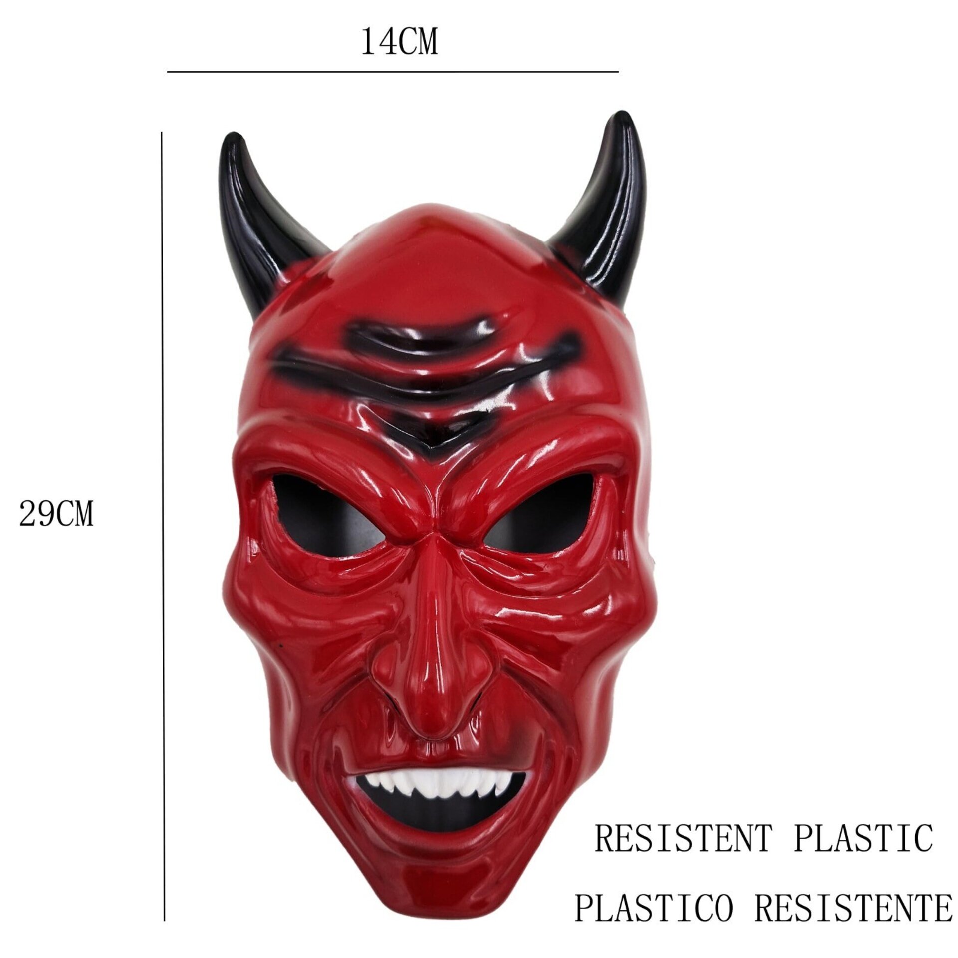 Máscara Demonio Diablo Adulto | Lucifer Halloween | Plástico Resistente - 3