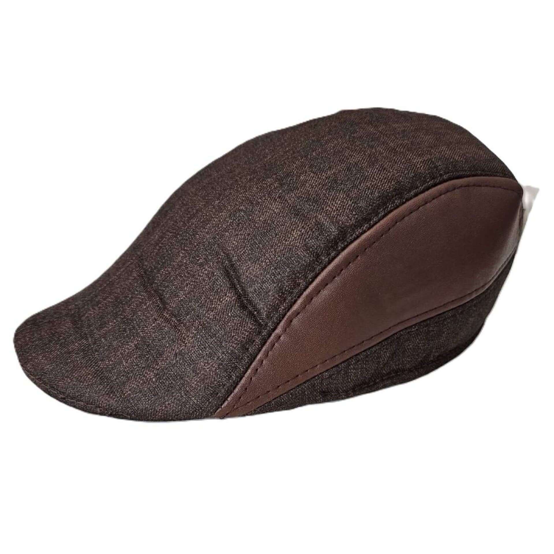 Boina Inglesa Hombre | Piel Sintética Marrón | Flat Cap Newsboy | Talla 58-59CM - 3