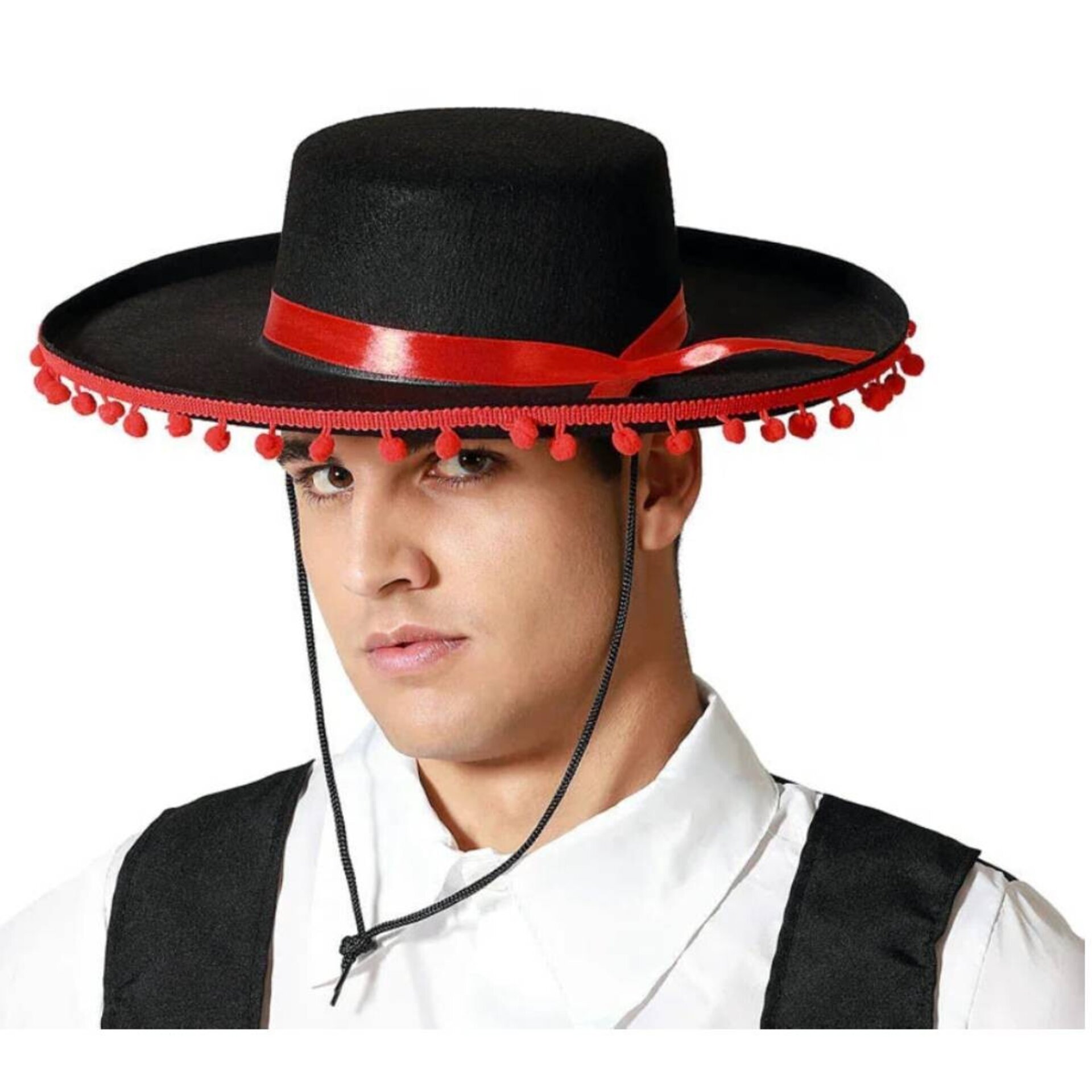 Sombrero Cordobés con Madroños y Cinta Roja - Gorro Ajustable para Niños Adultos - 8