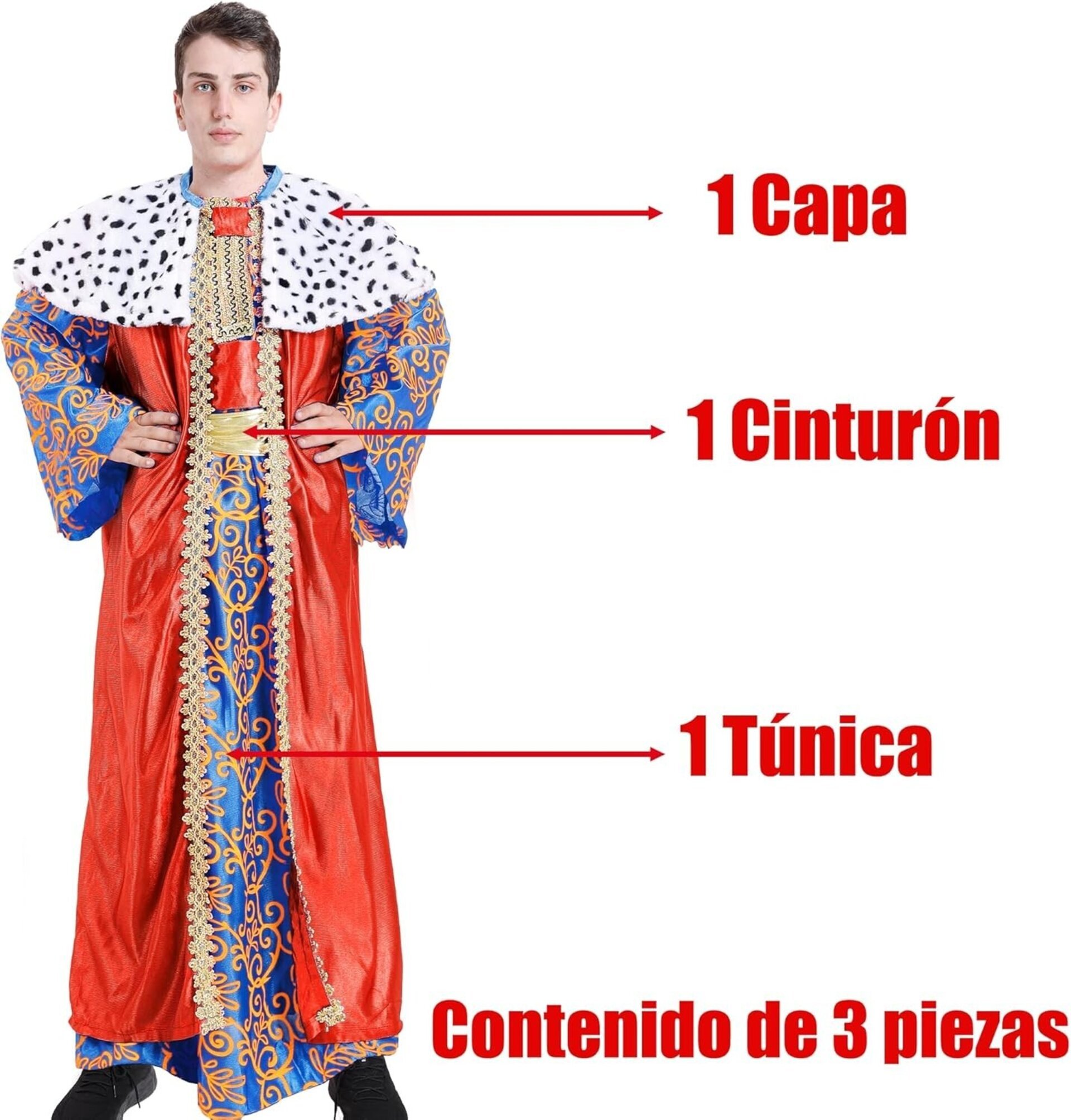 Disfraz Rey Mago Cabalgata Reyes Regalos Dulces Traje Adulto M-L-XL - 4