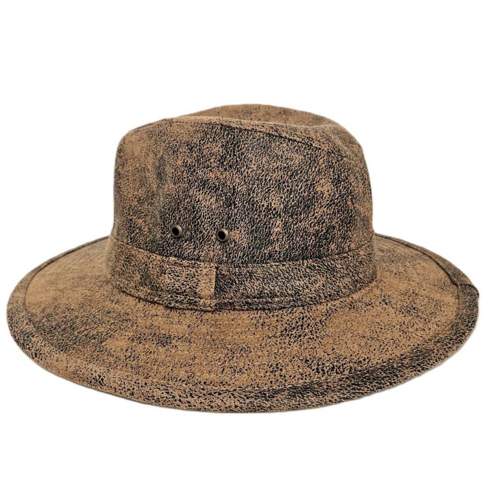 Sombrero Fedora Sintético Beige Desgastado Unisex Adulto Estilo Western Aventura - 2