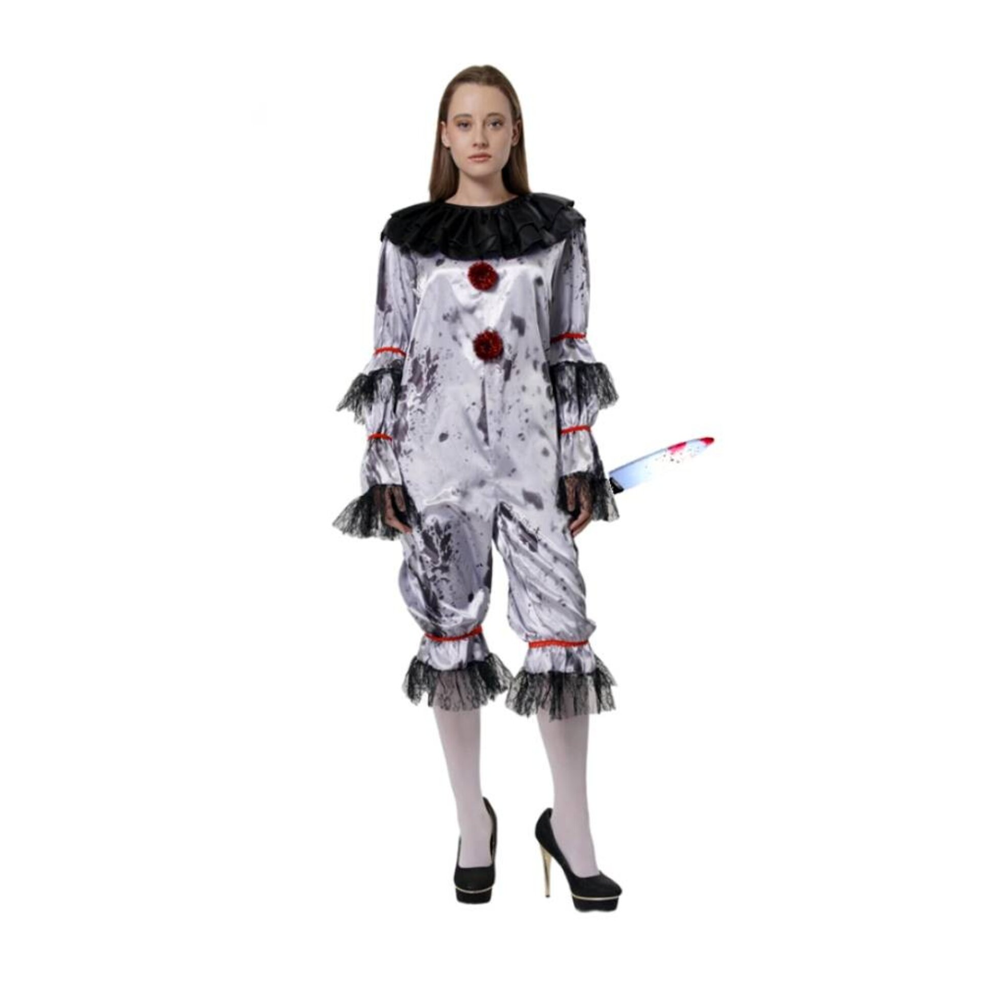 Disfraz Payasa Terrorífica Mujer Adulta - Estilo Payaso IT - Mono Espeluznante - 4